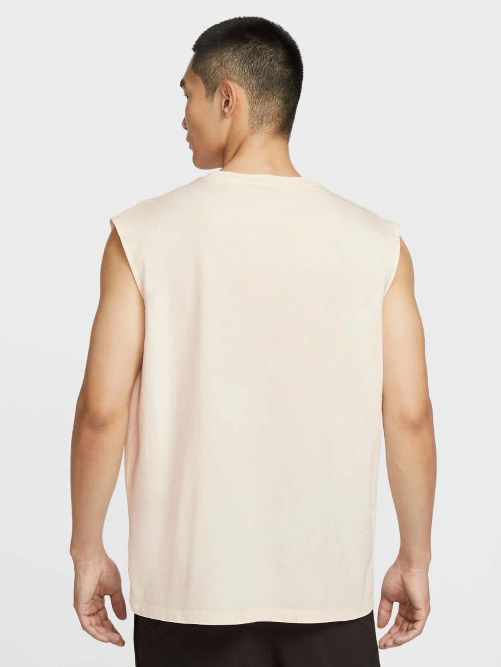 NIKE Men T-Shirt Sleeveless Gym Culture Pale Ivory