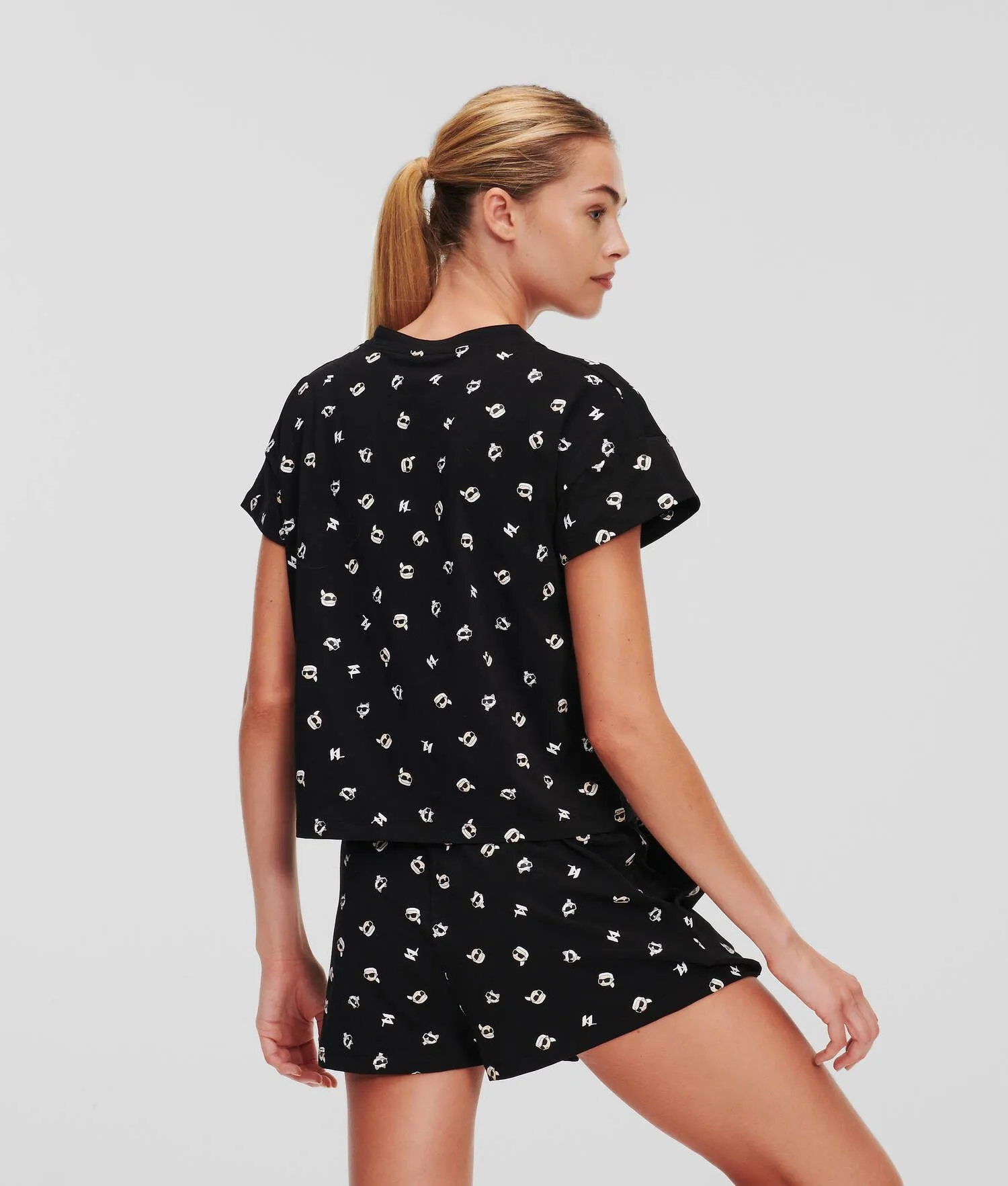 KARL LAGERFELD IKONIK 2.0 SHORT PJ SET IKON KL AOP BLACK