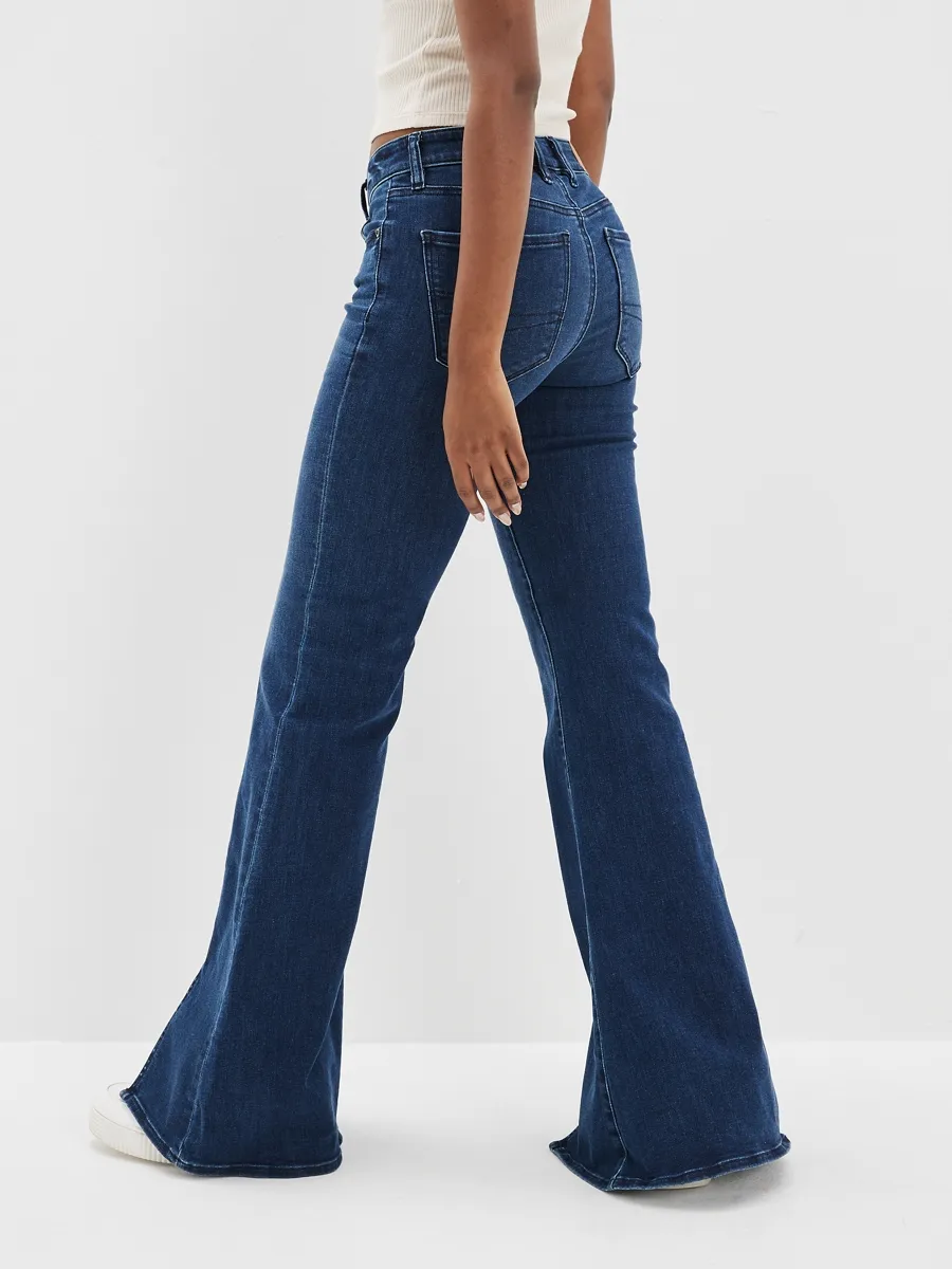 AMERICAN EAGLE WOMEN FESTIVAL FLARE JEANS 516 DARK ATLANTIC