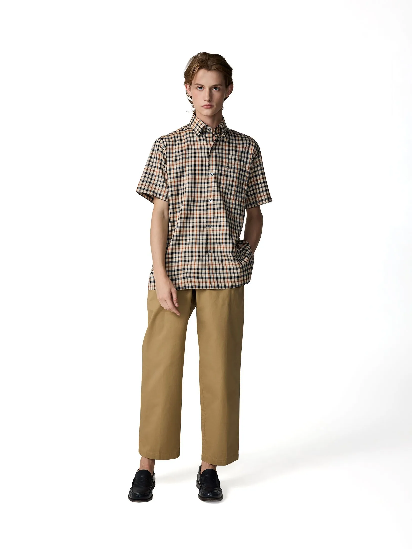 DAKS Men Long Sleeve Shirt Regular Fit Beige