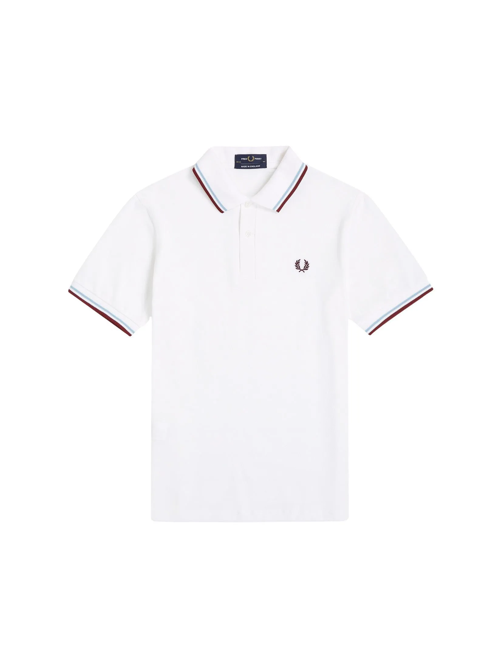 FRED PERRY Men Polo Shirt Twin Tipped Fred Perry White