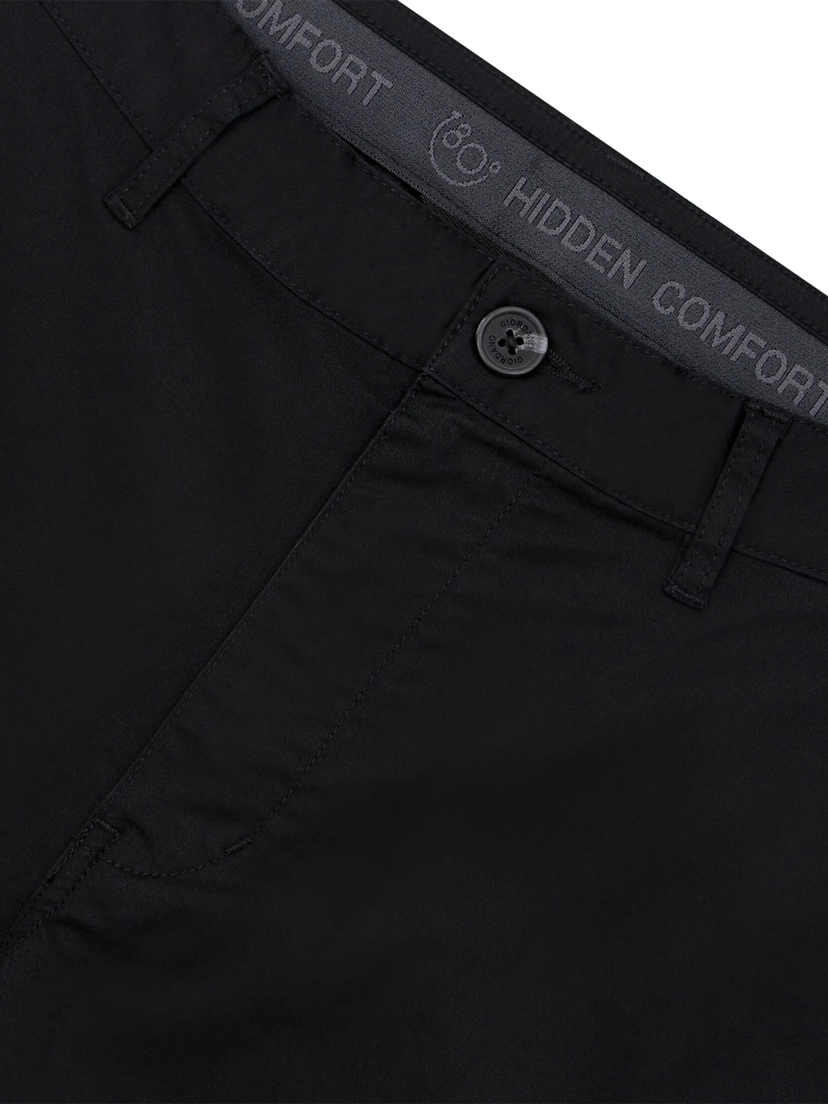 GIORDANO Men's Twill Slim Hidden Comfort Shorts (180° Waistband) Signature black