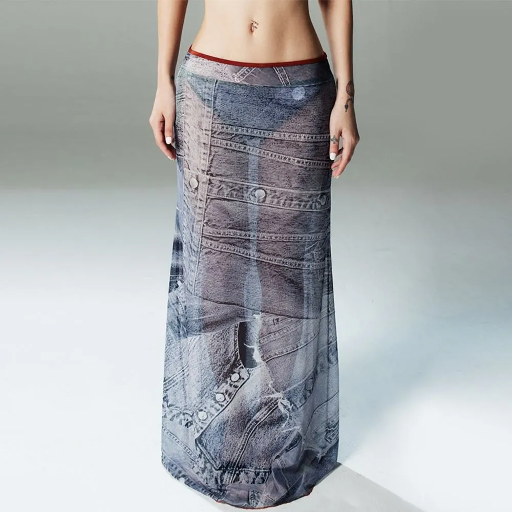 BLACKDOG BKK Multicolor Jeans print skirt