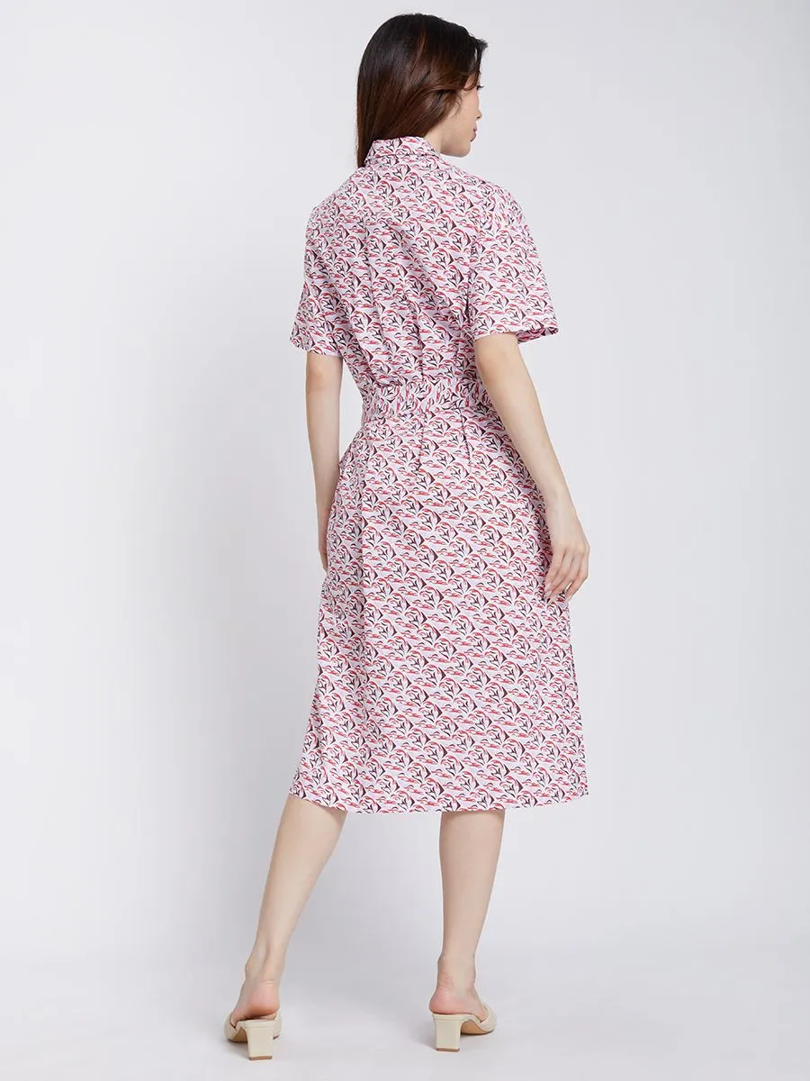 ALUMNUS Women Midi Dress Graphic Printed Red