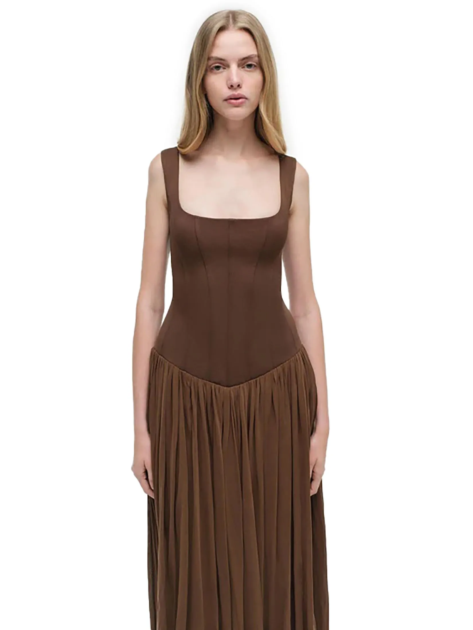 SIMKHAI Women Midi Dress Tank Jamie Cocoa