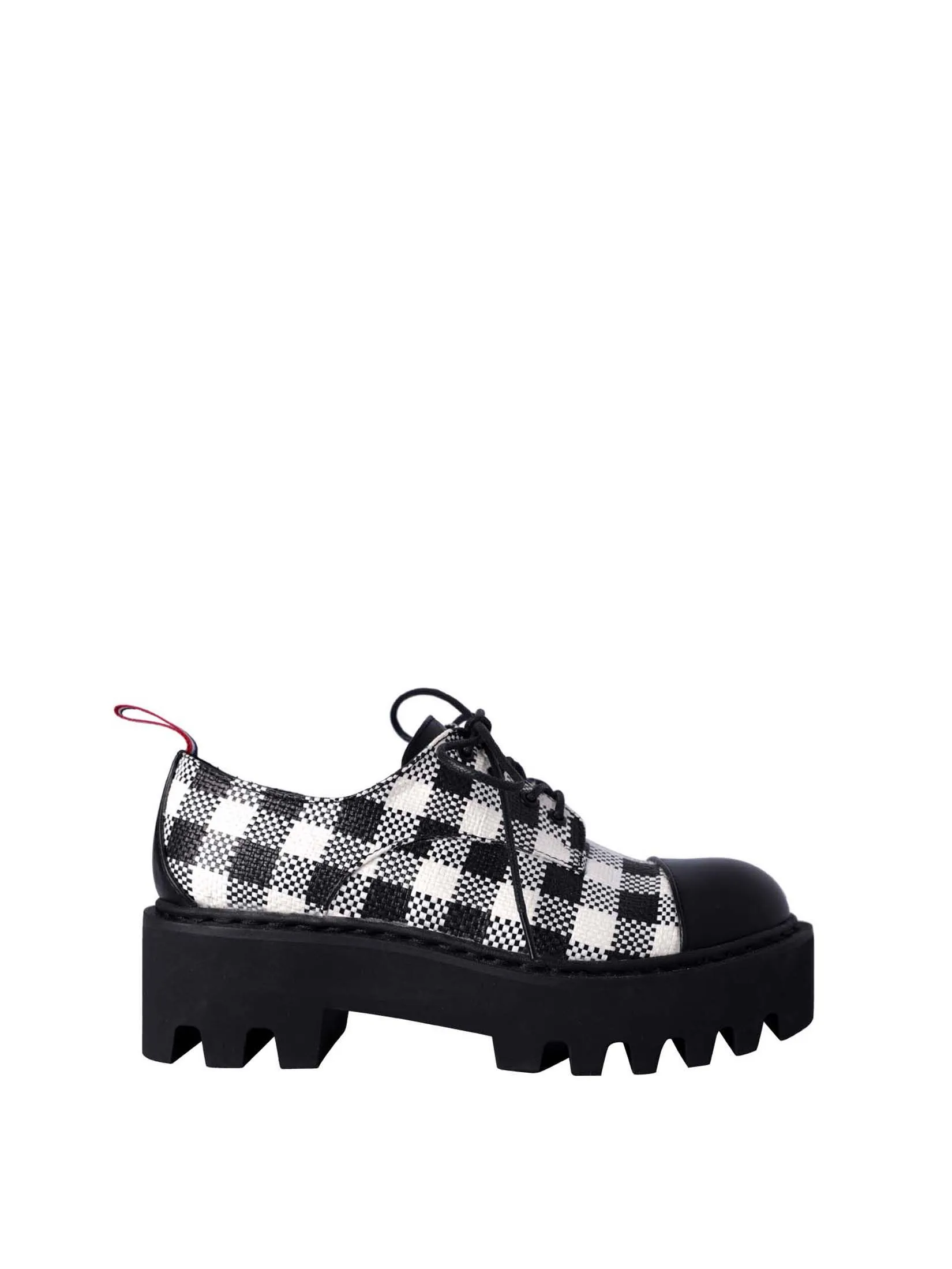 VILLAINS SF YAMILET-T Women's Platform Oxford Boots BLACK WHITE GINGHAM