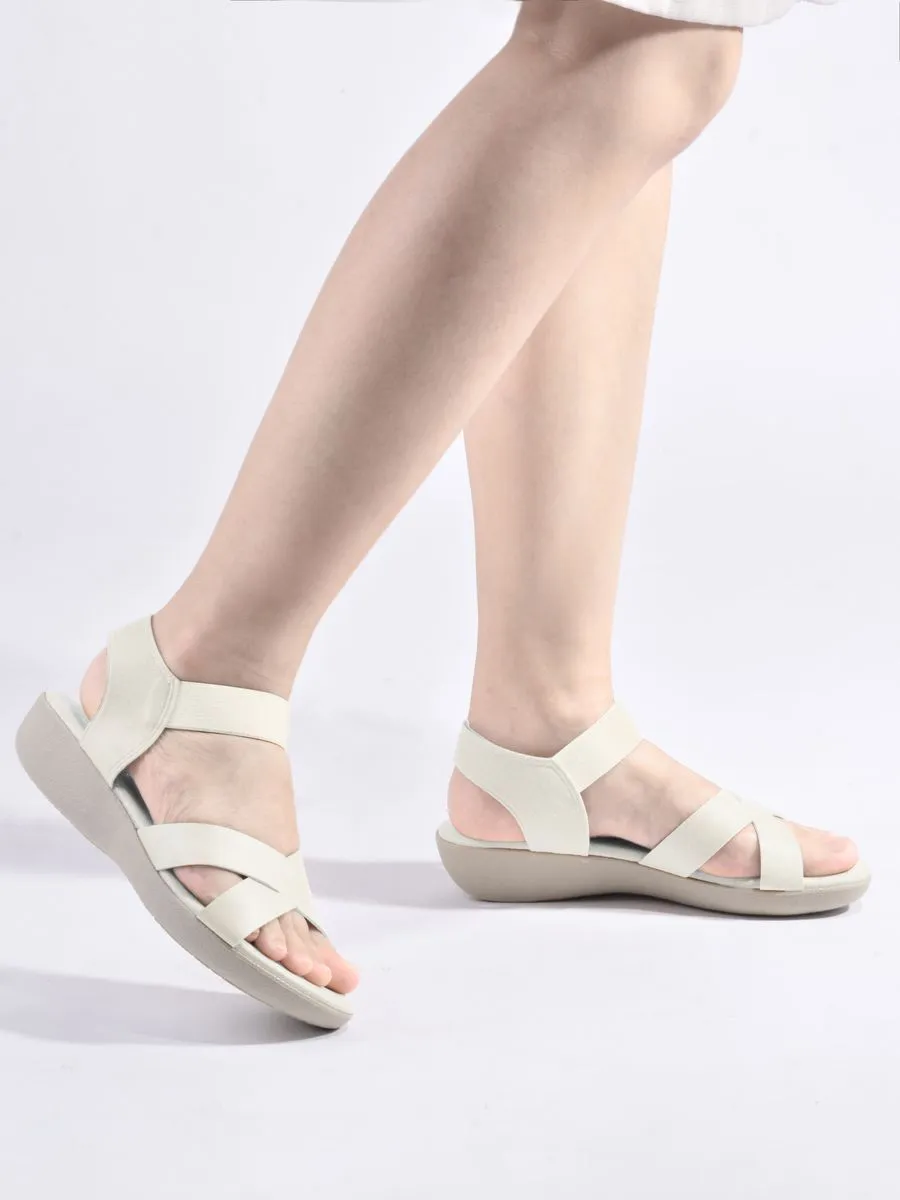 JOLI SNOB White Comfort Sandals ACT-32363 Size - 2L
