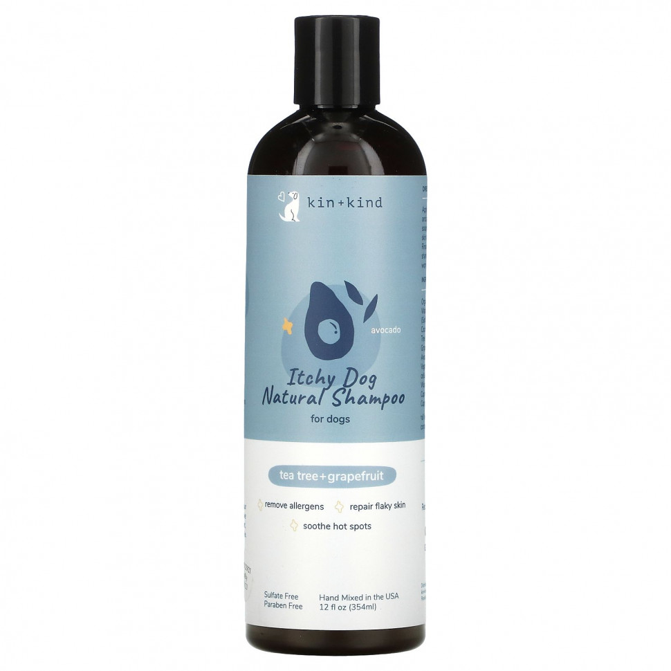 Kin+Kind, Натуральный шампунь для собак от Itchy Dog, для собак, чайное дерево и грейпфрут, 354 мл (12 жидк. Унций)