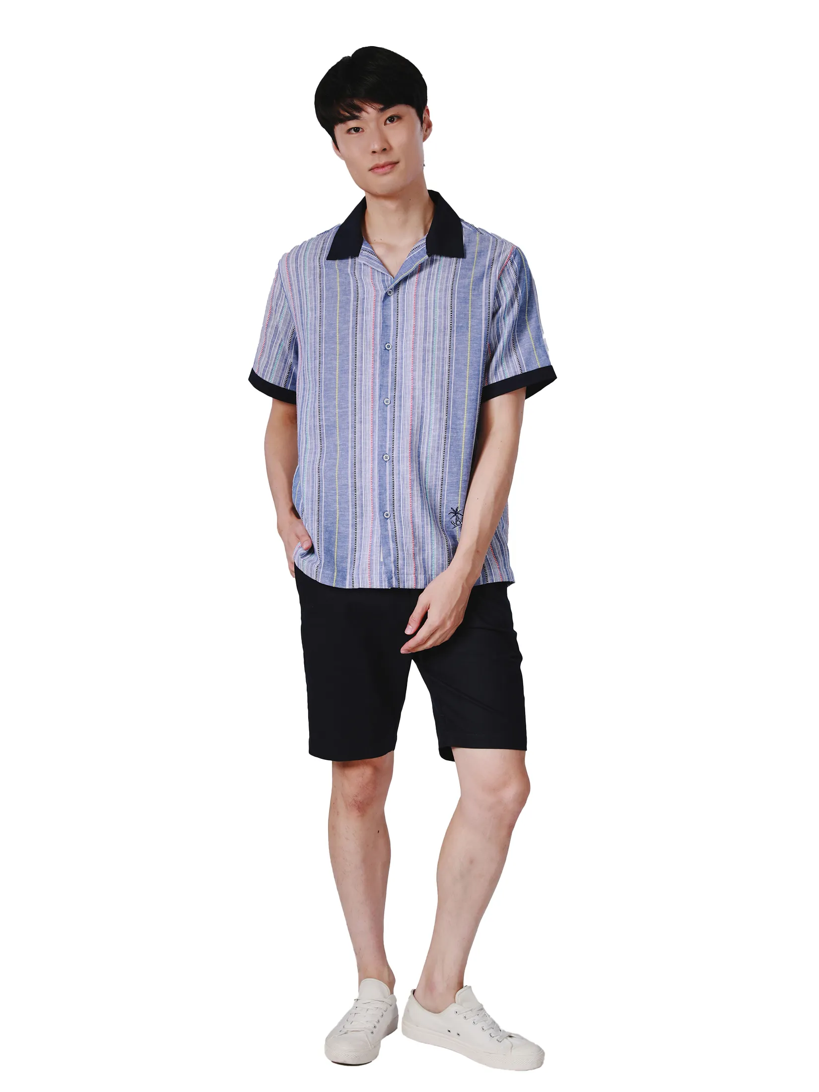 JOHN HENRY Men s Short Sleeves Hawaii Shirts (Relaxed Fit) SONGKRAN FESTIVAL Navy