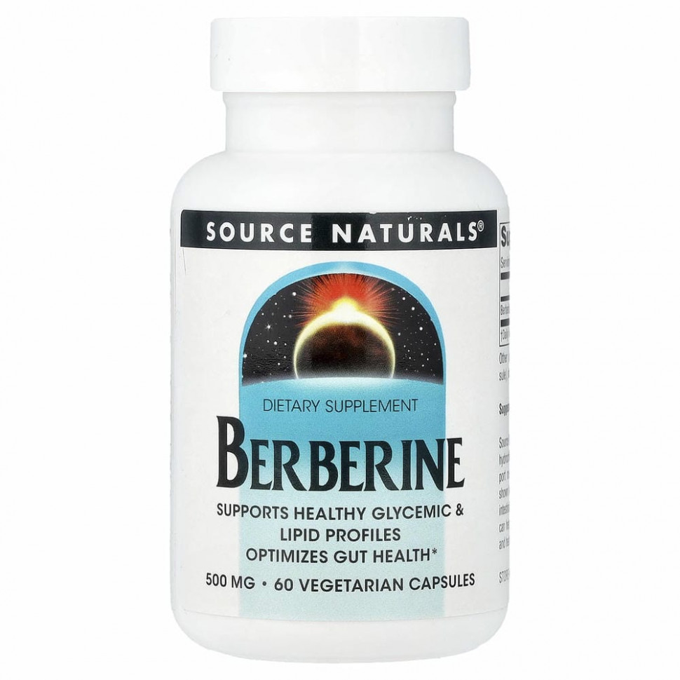 Source Naturals, Берберин, 500 мг, 60 вегетарианских капсул