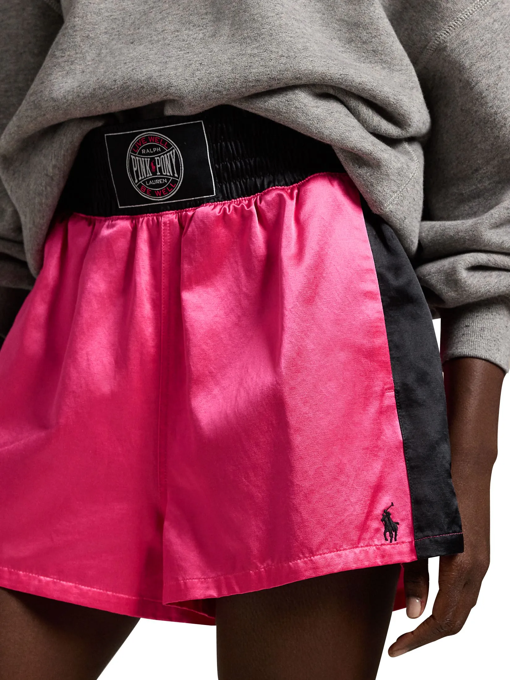 POLO RALPH LAUREN Women Shorts-Pink Pony Satin Boxing Short WMPOSHONBQ20084-PINK
