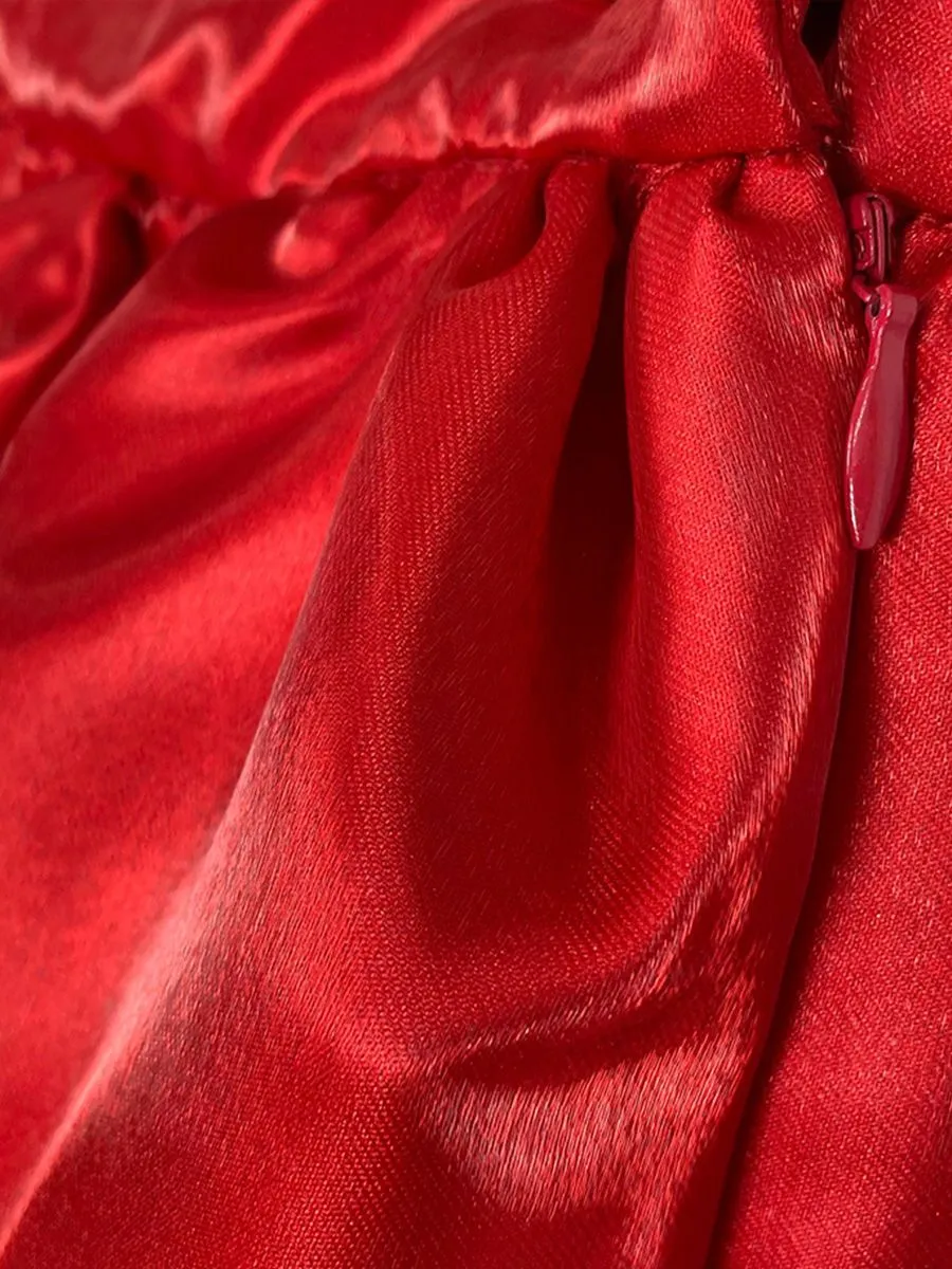 ICONIC WOMAN RED GLOSSY MAXI SKIRT