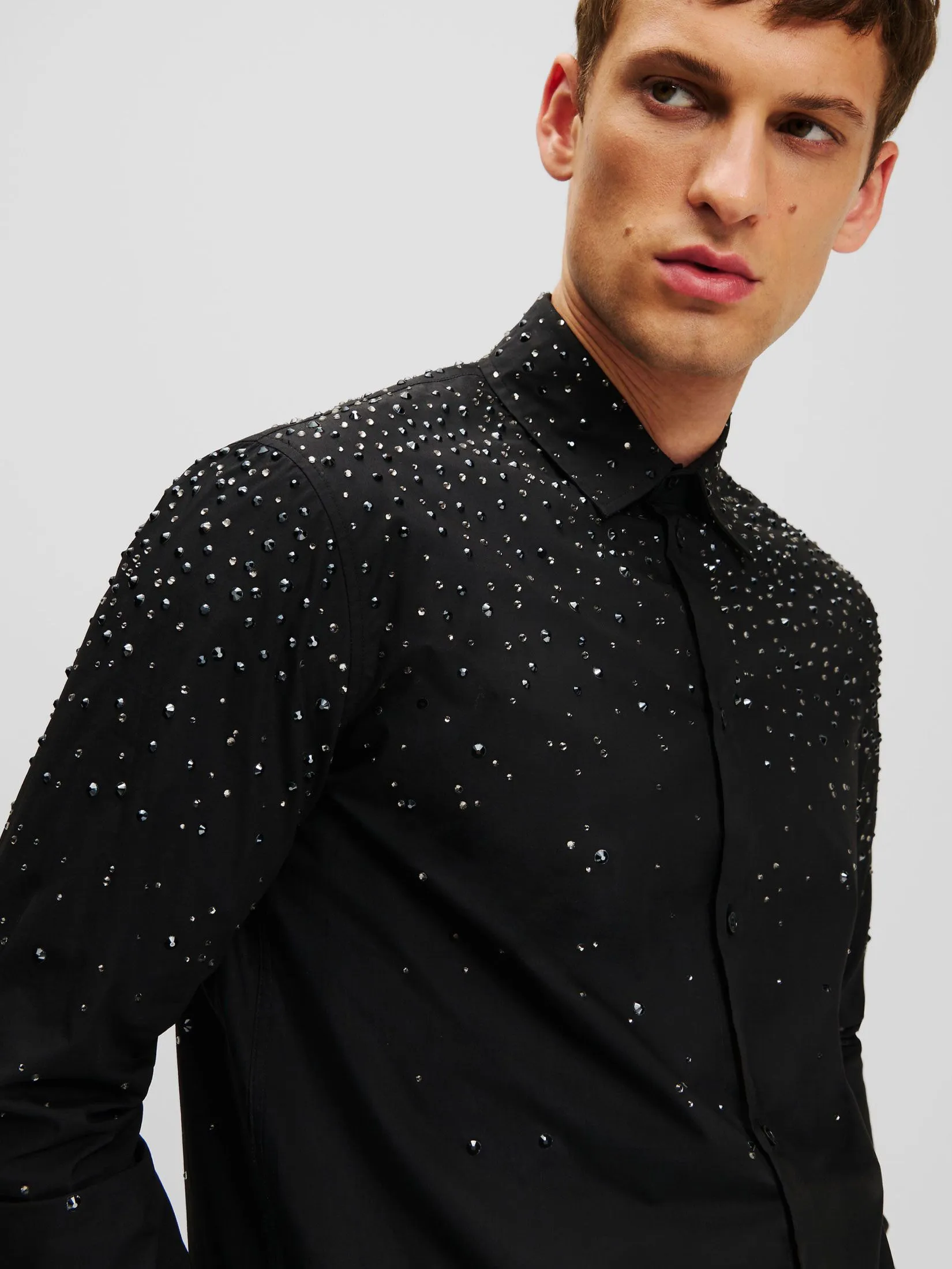 KARL LAGERFELD RHINESTONE DEGRADE SHIRT BLACK