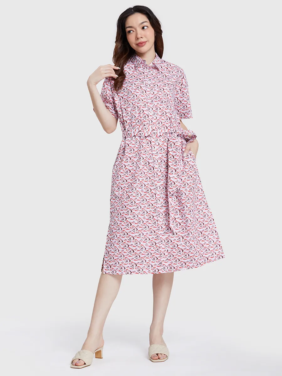 ALUMNUS Women Midi Dress Graphic Printed Red