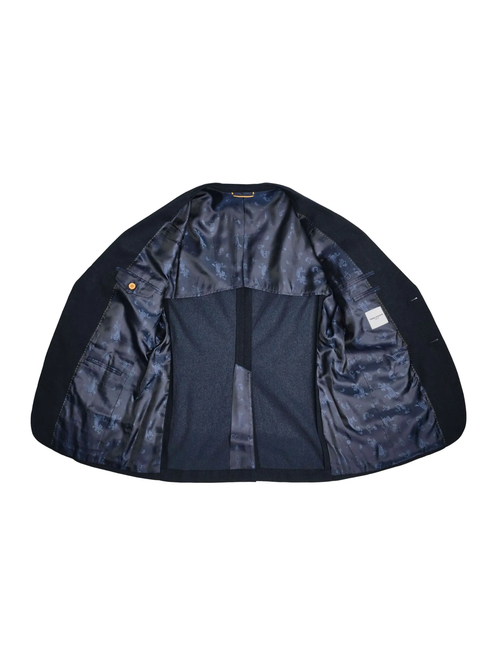 TAKEO KIKUCHI MEN NAVY CS PRIMEFLEX DOTAIR PLAIN WEAVE JACKET