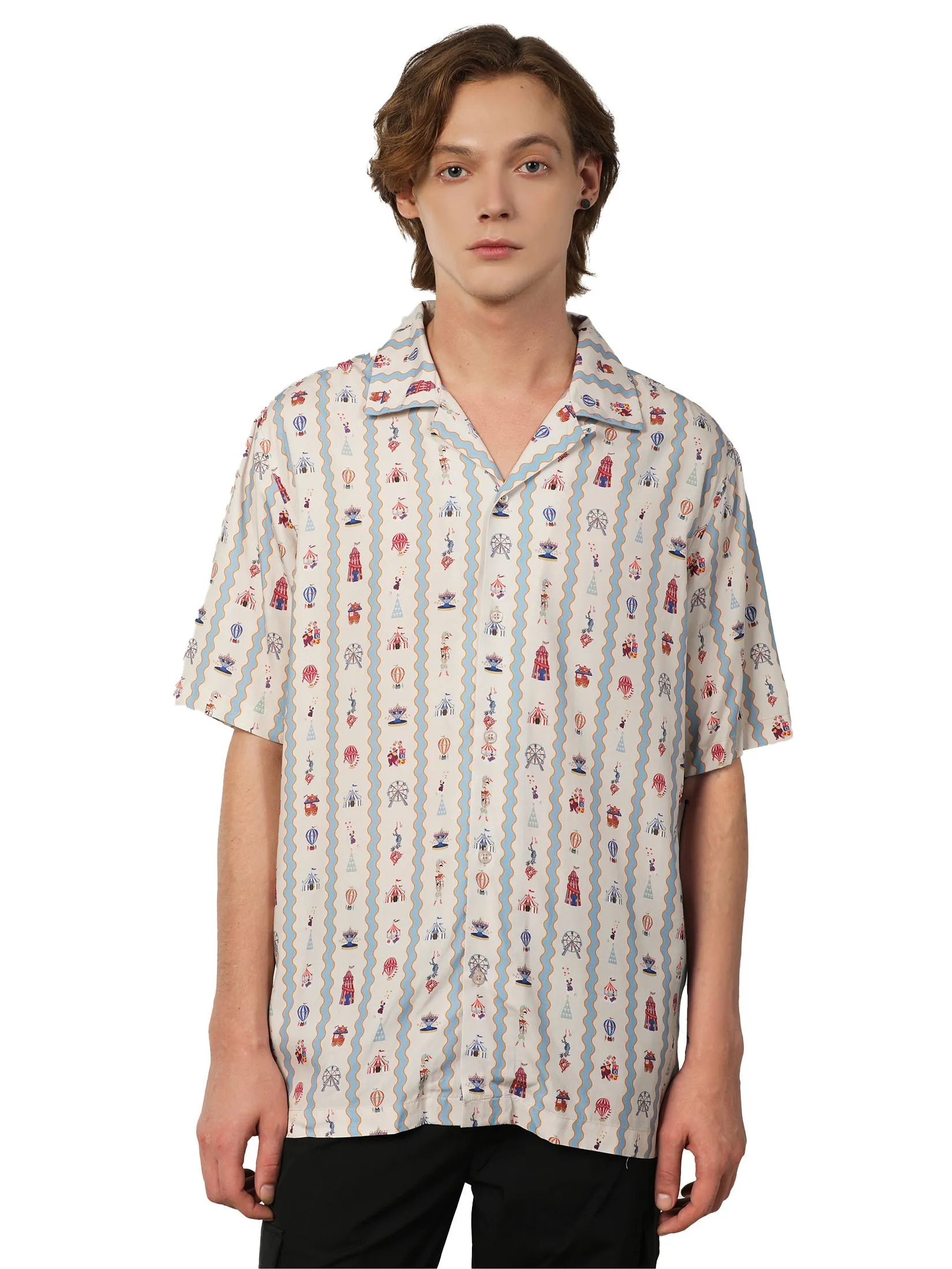 JOHN HENRY Men's Short Sleeves Hawaii Shirts (Relaxed Fit) MERRIMENT Beige