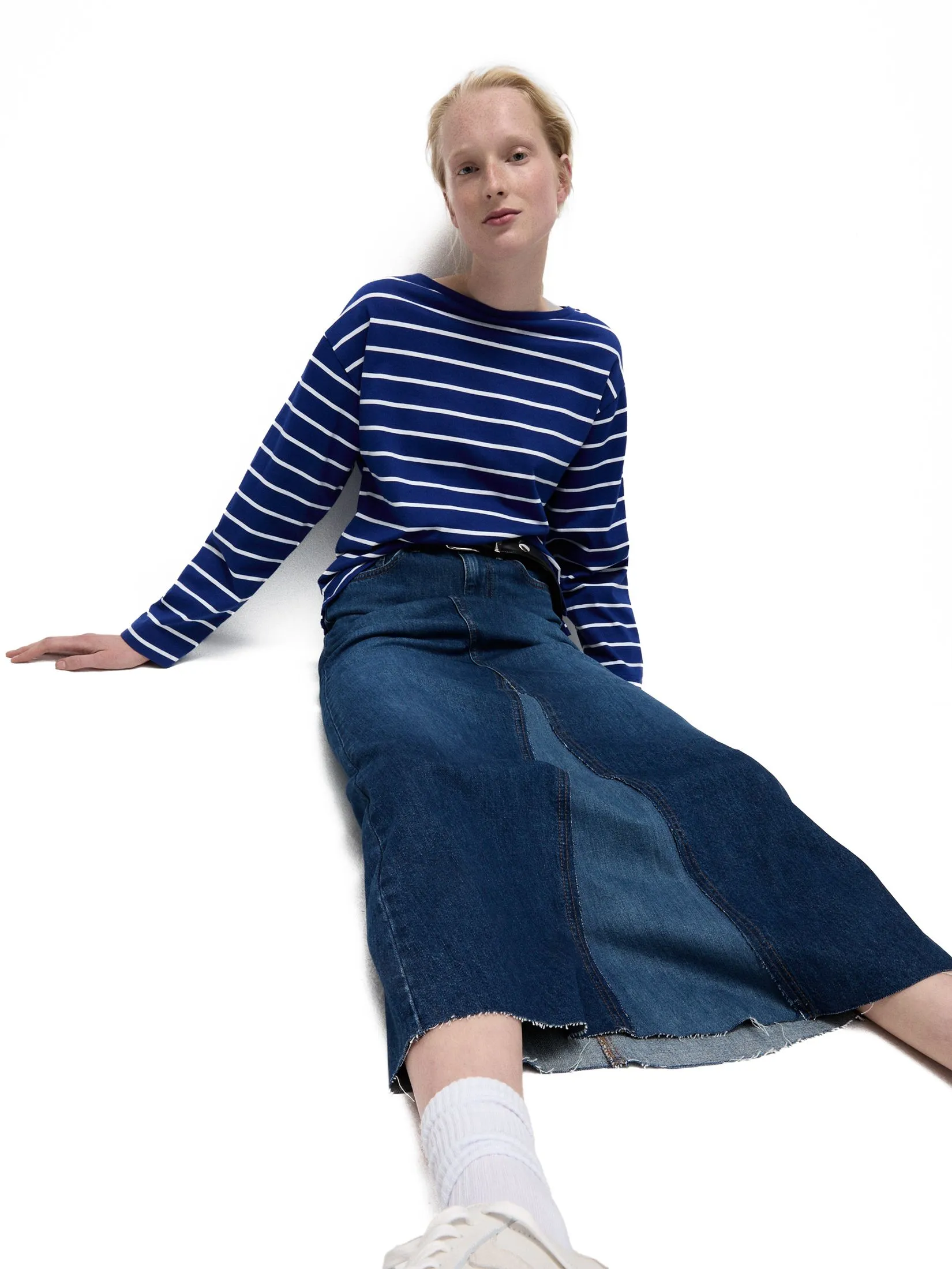 MARKS & SPENCER Women Top Long Sleeves Pure Cotton Striped