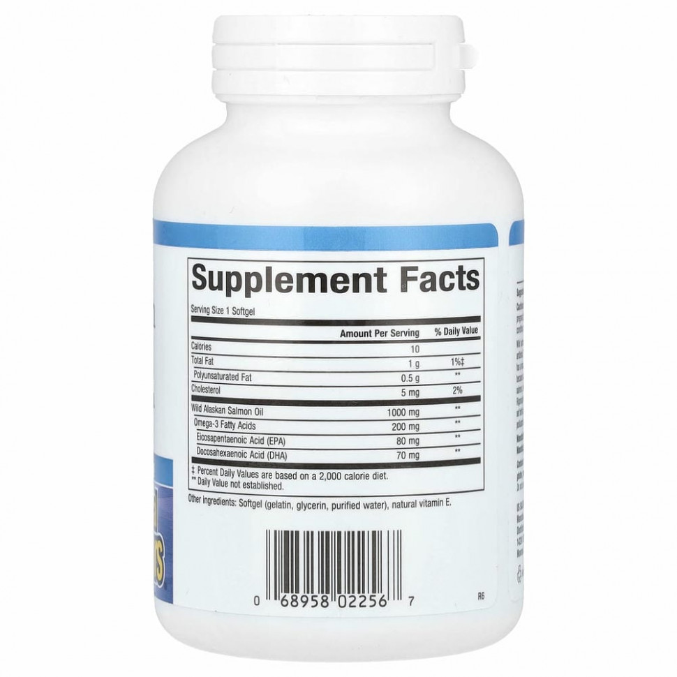 Natural Factors, жир дикого аляскинского лосося, 1000 мг, 90 капсул