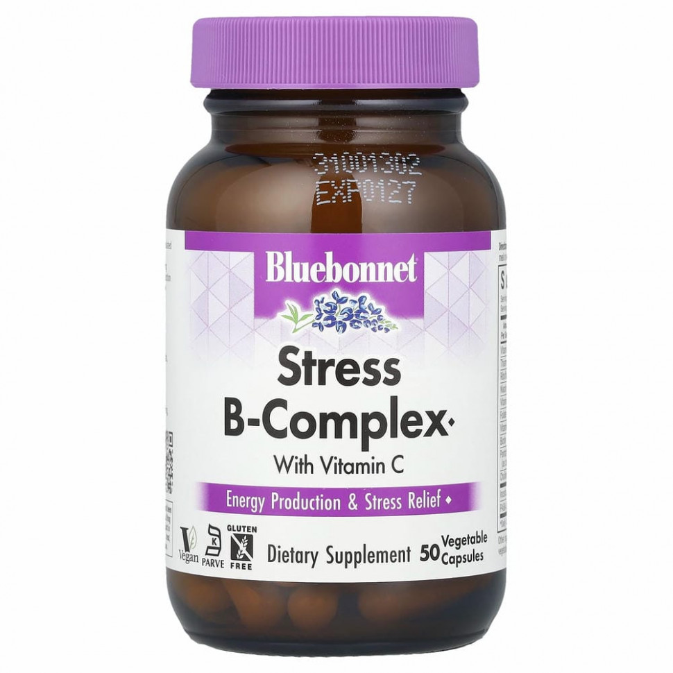 Bluebonnet Nutrition, Stress B-комплекс, 50 растительных капсул