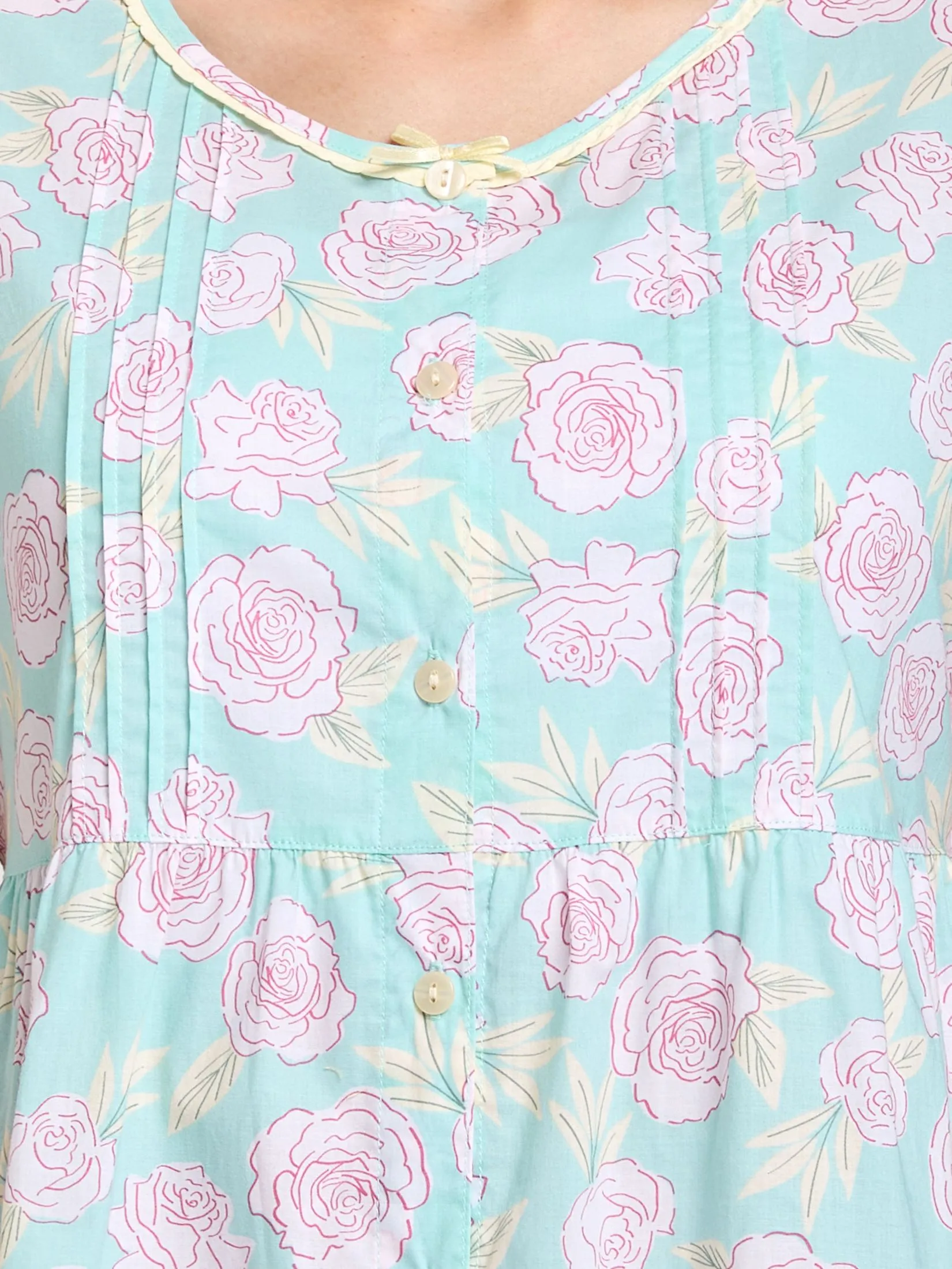 CLAUDIA'S ROMANCE Women Nightdress Short Sleeves Green