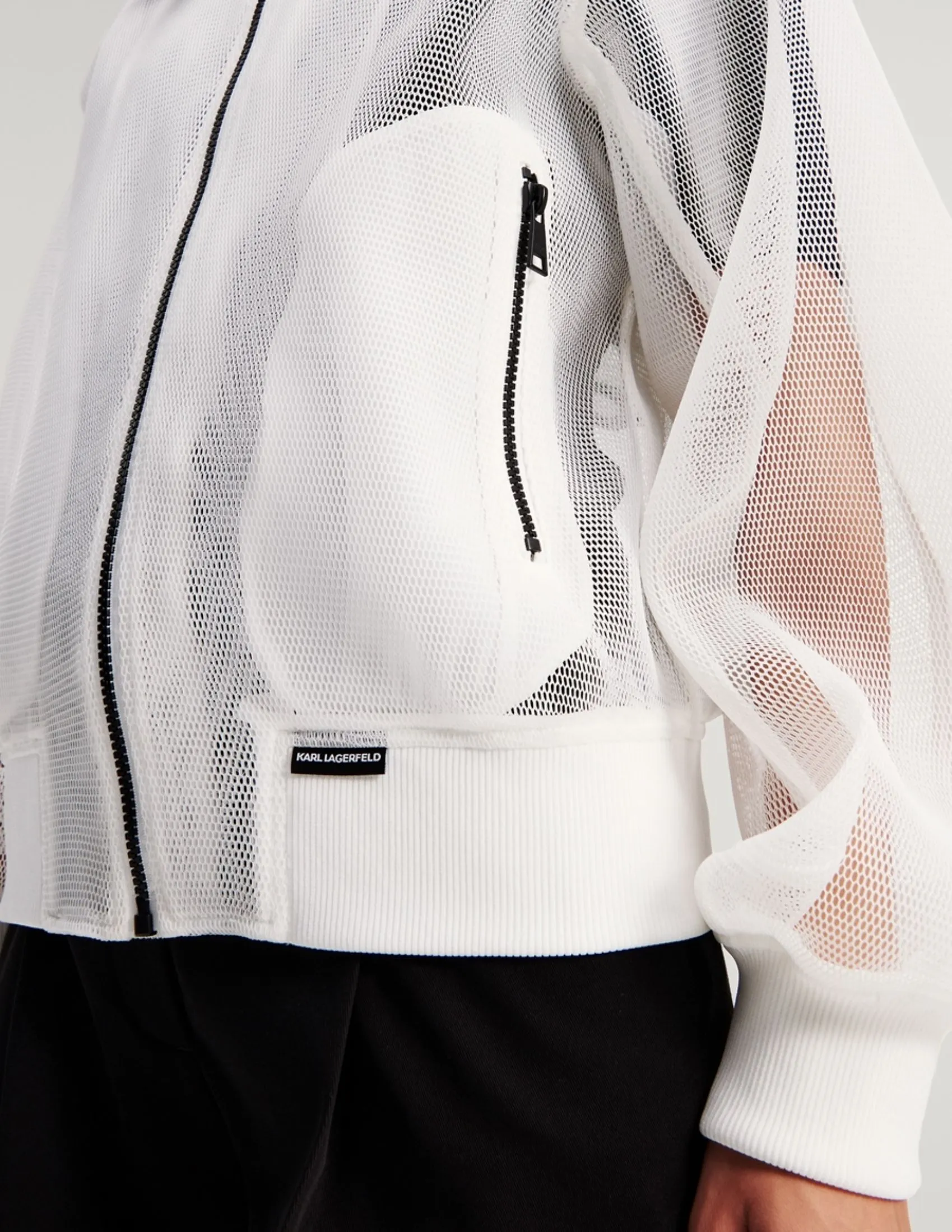 KARL LAGERFELD RTW-1 MESH WOMEN BOMBER WHITE