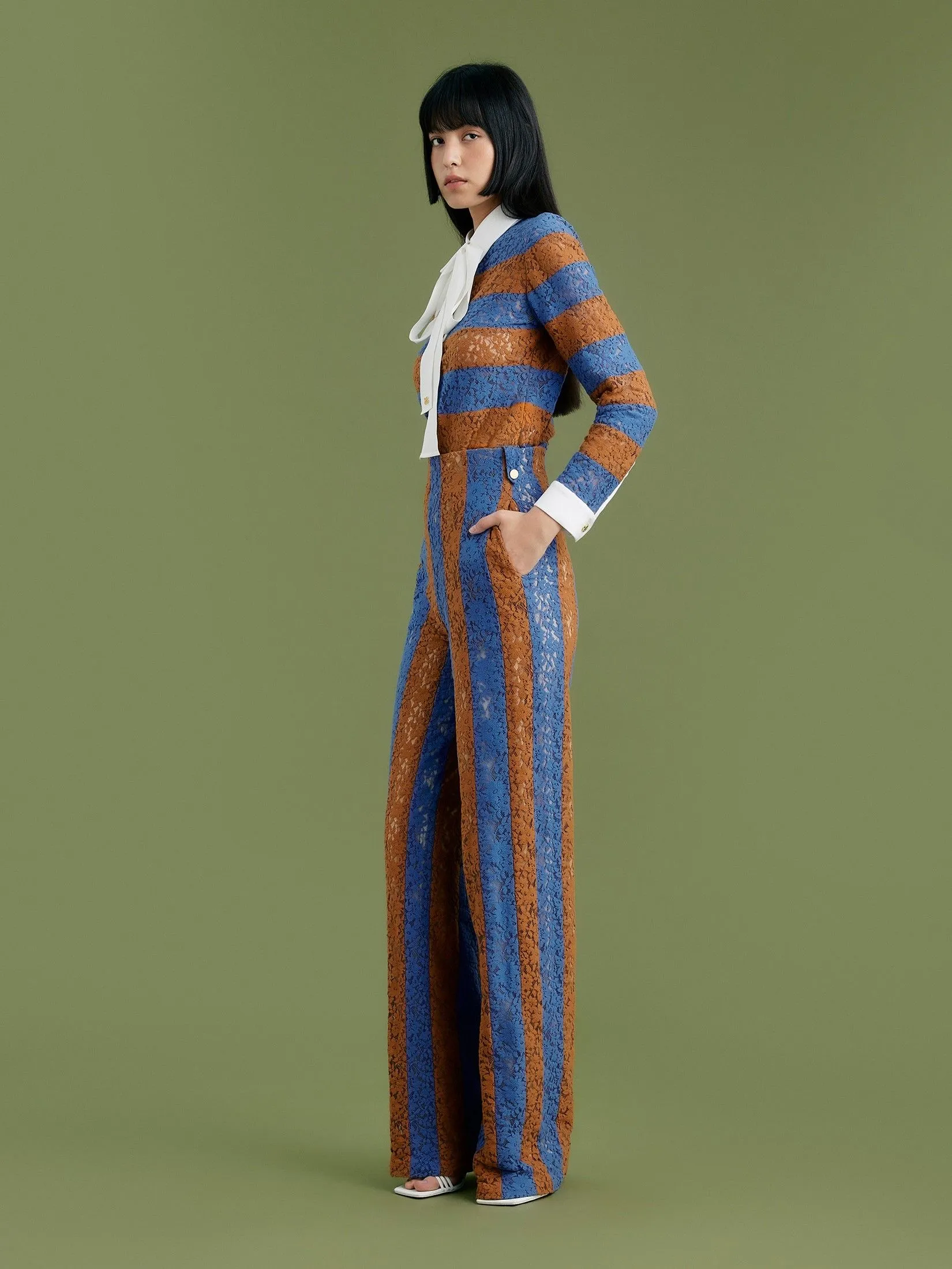 ASV (AW24) Abbylee Striped Lace Women Pants Blue