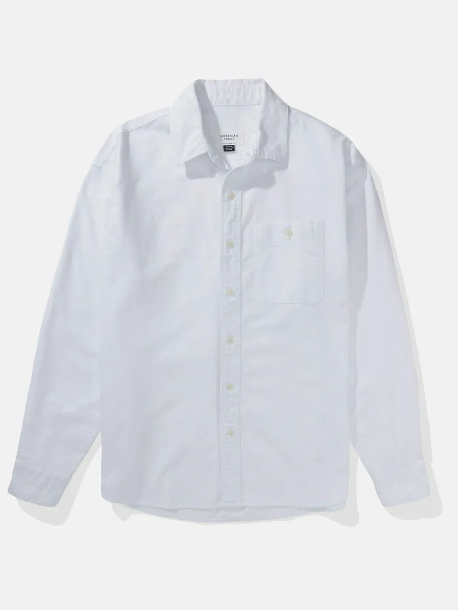 AMERICAN EAGLE MEN OVERSIZED CSC YD OXFORD SHIRT 100 WHITE