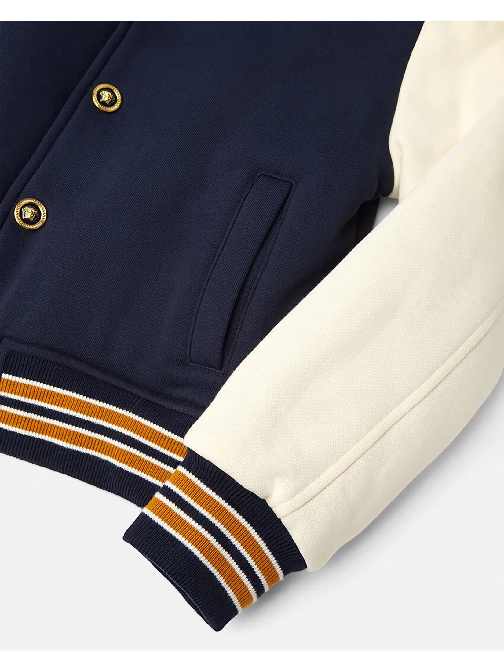 VERSACE KIDS Safety Pin Logo Varsity Kids Blouson Jacket Multi-Color