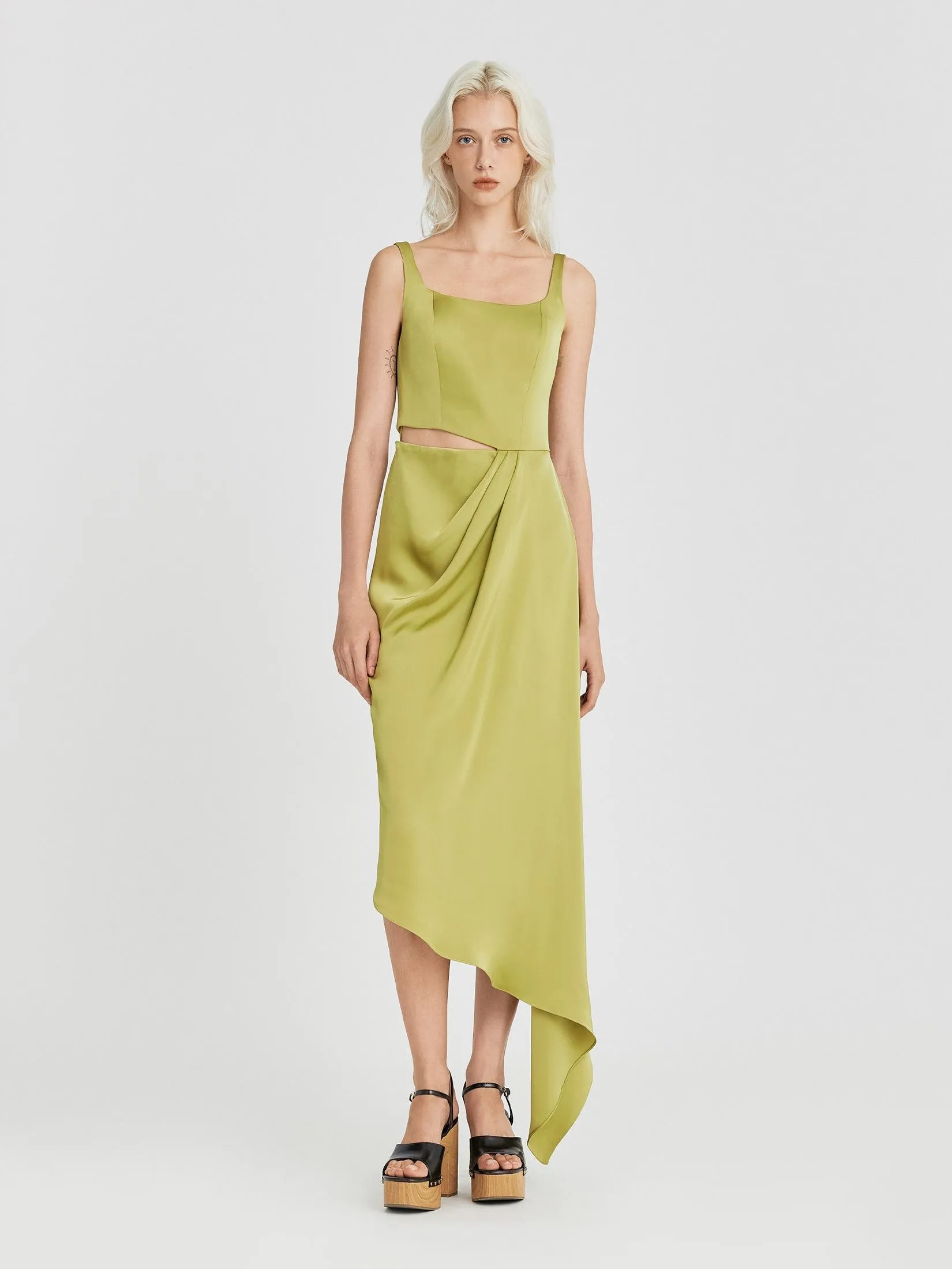 ASV (AW24)Zendaya Asymmetrical Women Dress Green