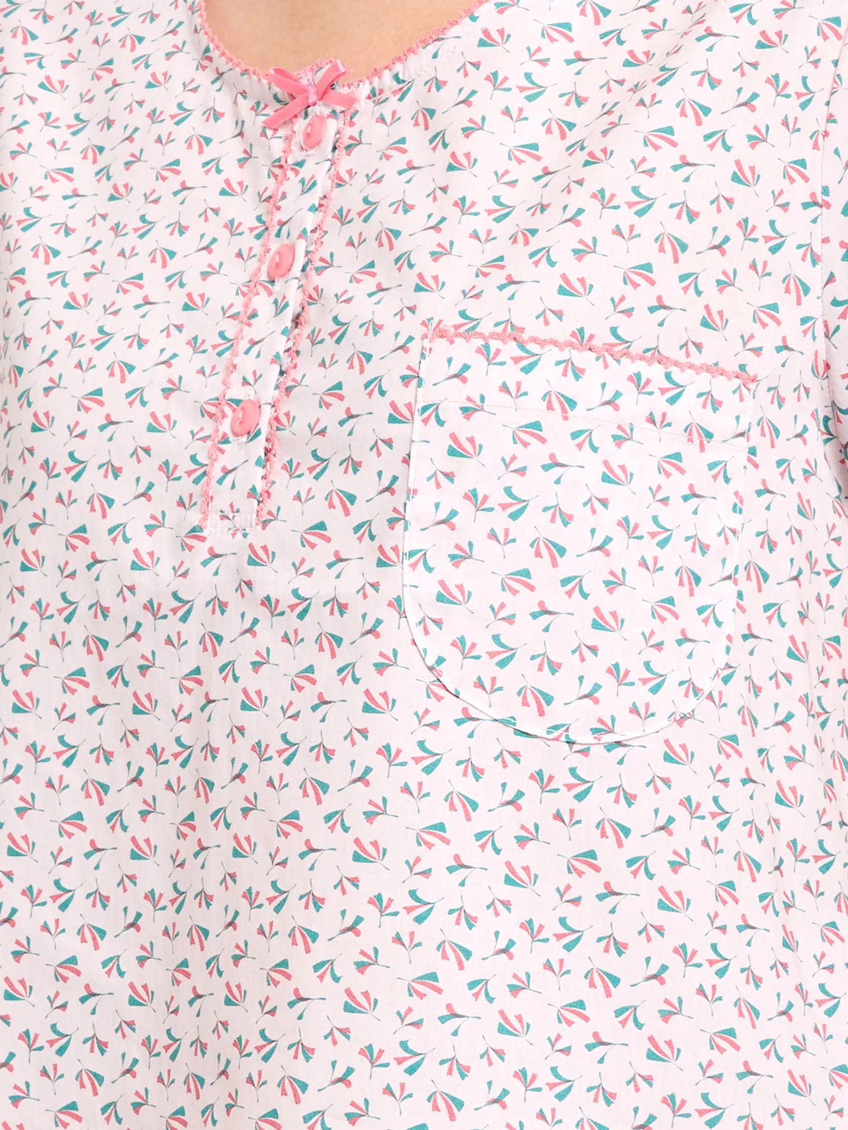 CLAUDIA'S ROMANCE Women Pyjamas T-Shirt Short Sleeves Crew Neck + 3/4 Pants Print Pink