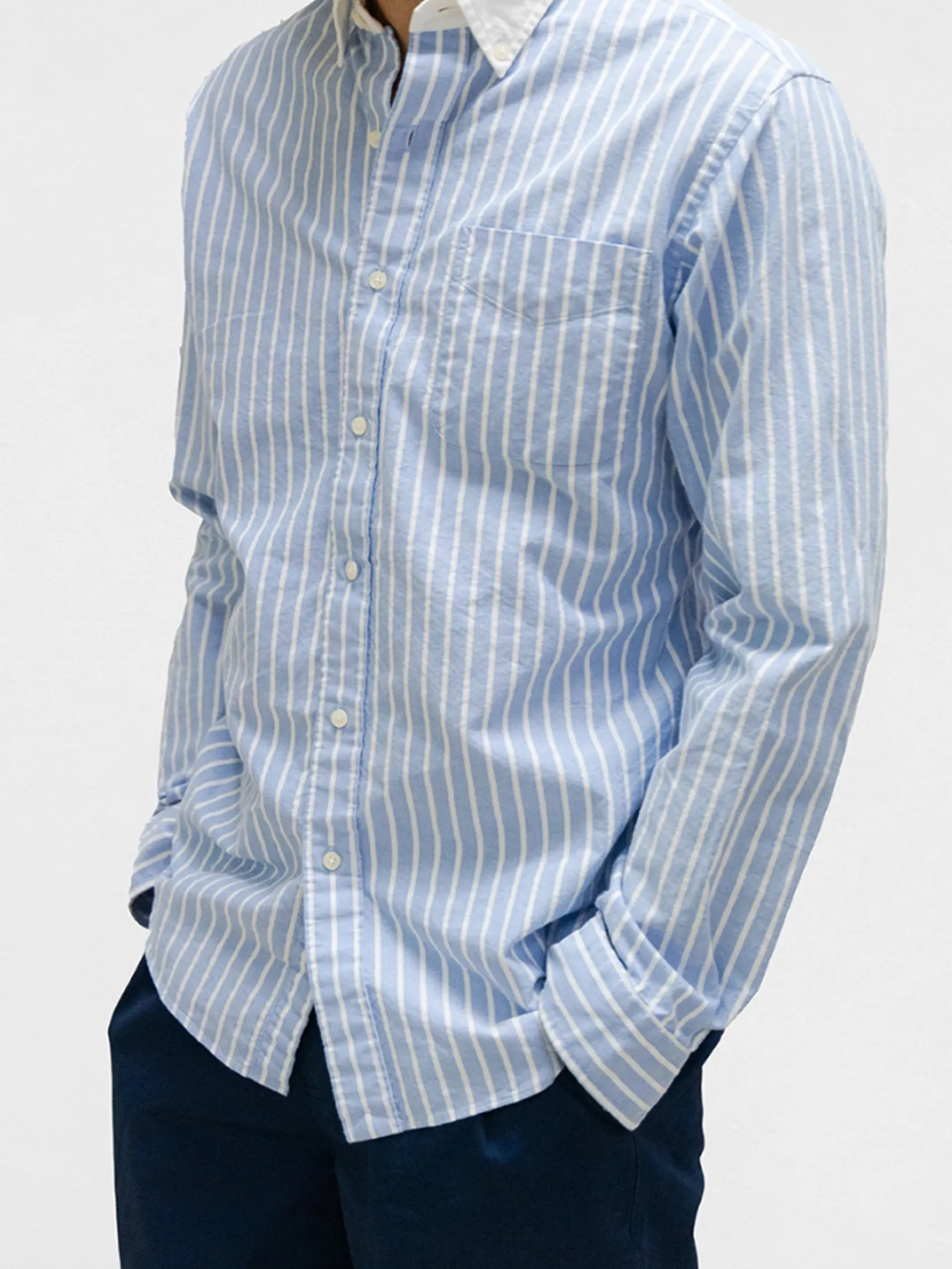 ERA-WON Men s Shirt Long Sleeve Comfort Fit  Blue Size - M