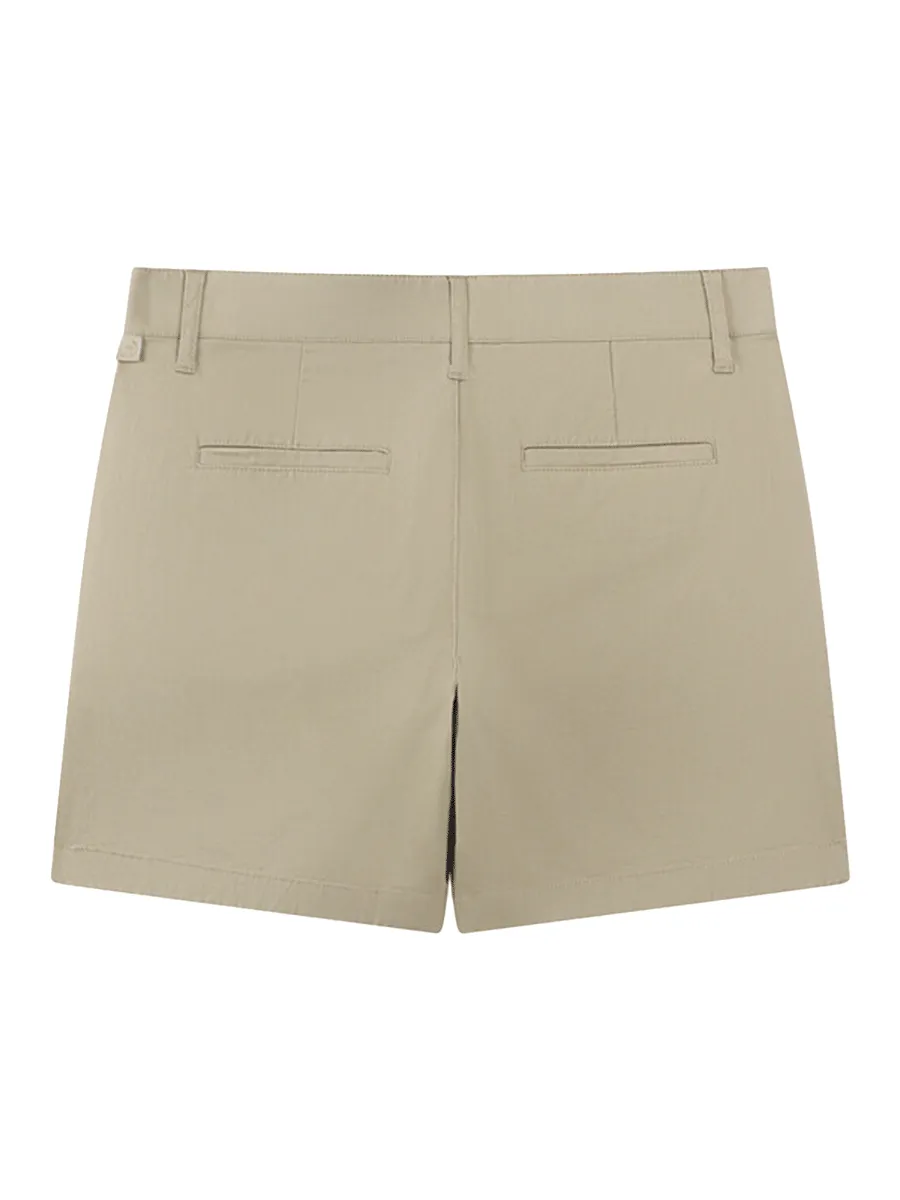 GIORDANO Women's Twill Mid-Rise Slim Fit Pocket Shorts (180 Elastic Waistband) Desert Khaki