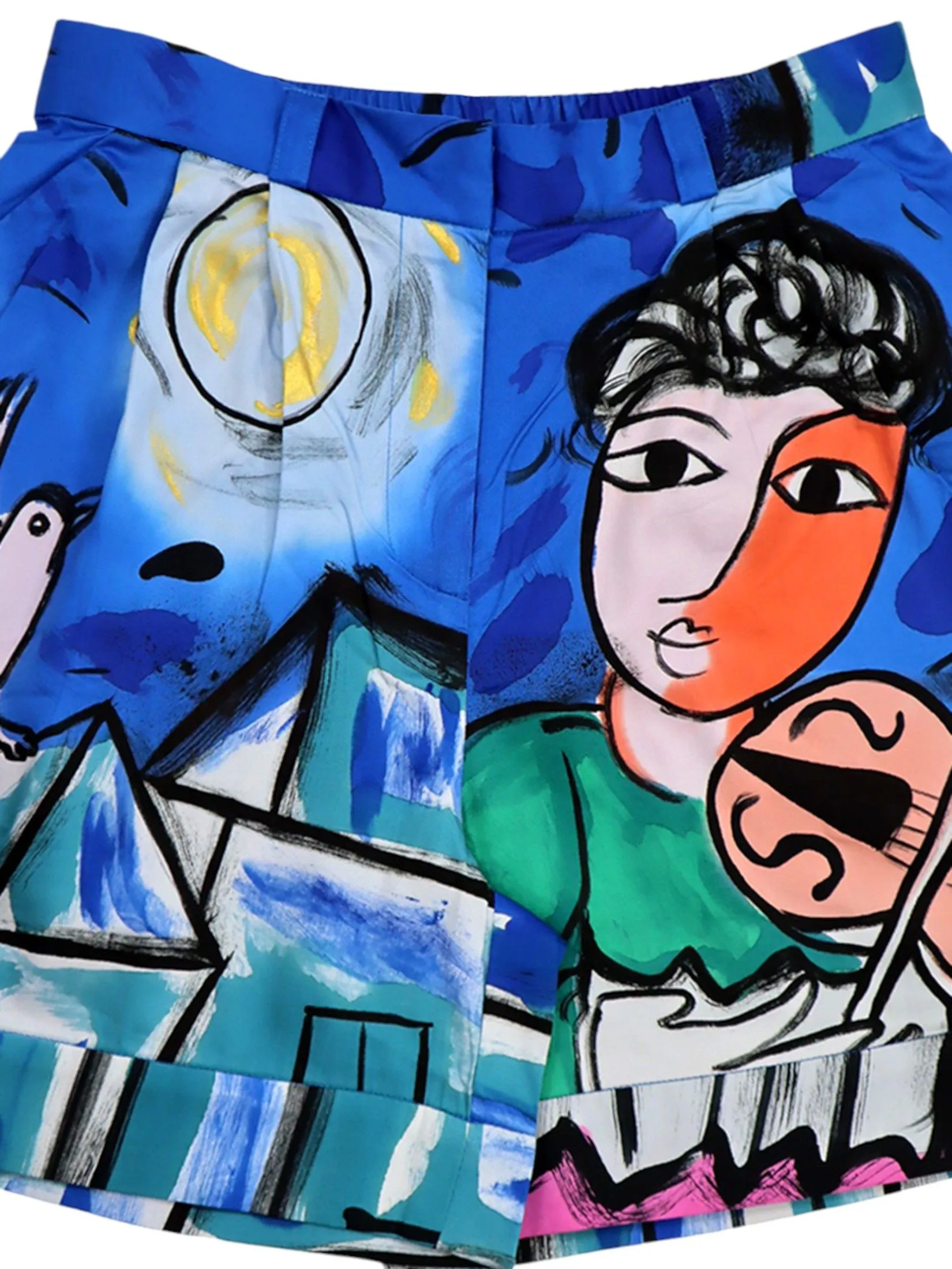 YODYOKO Woman Short Pants With Zipper - Blue : Man with Violin