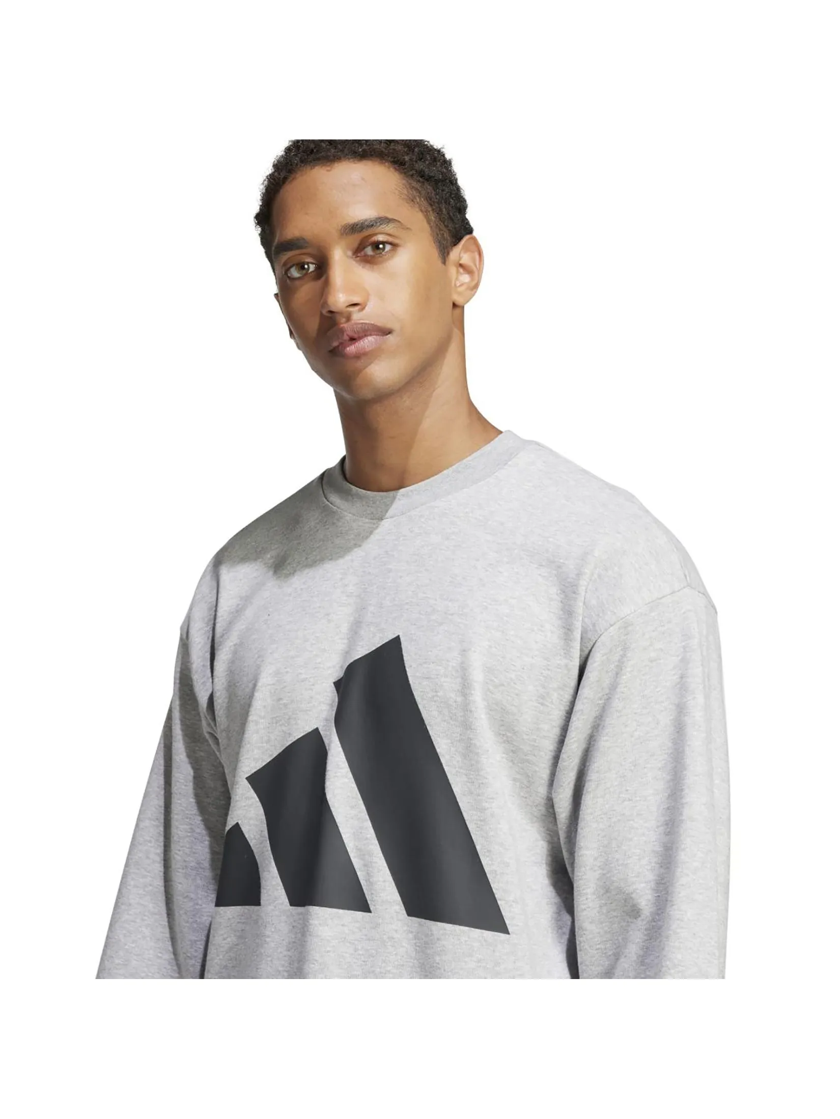 ADIDAS Men Sweatshirt Essentials Big Logo French Terry JE8952 Medium Grey Heather / Black