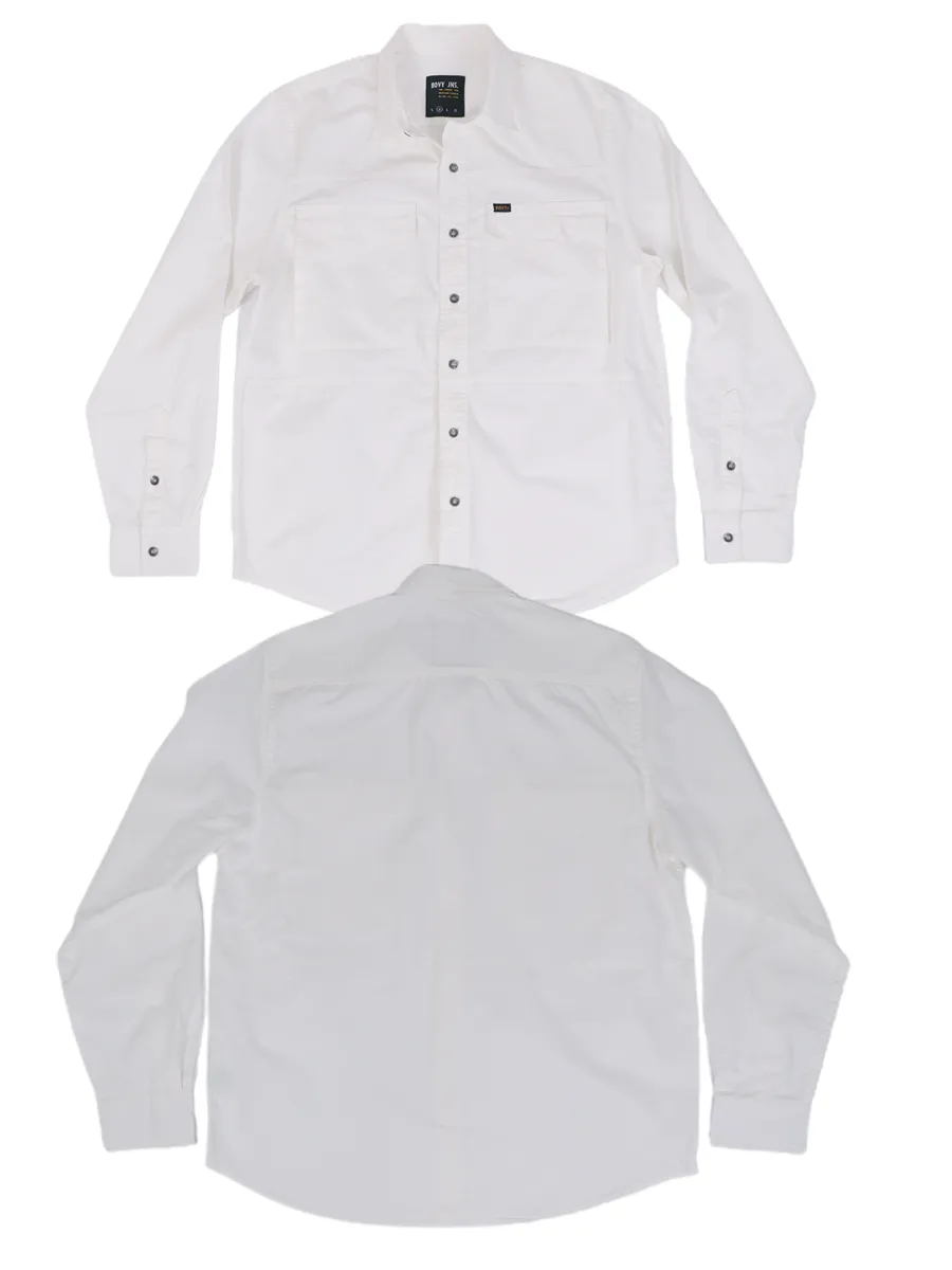 BOVY MEN'S OXFORD SHIRT SLEEVED WHITE COTTON TWILL