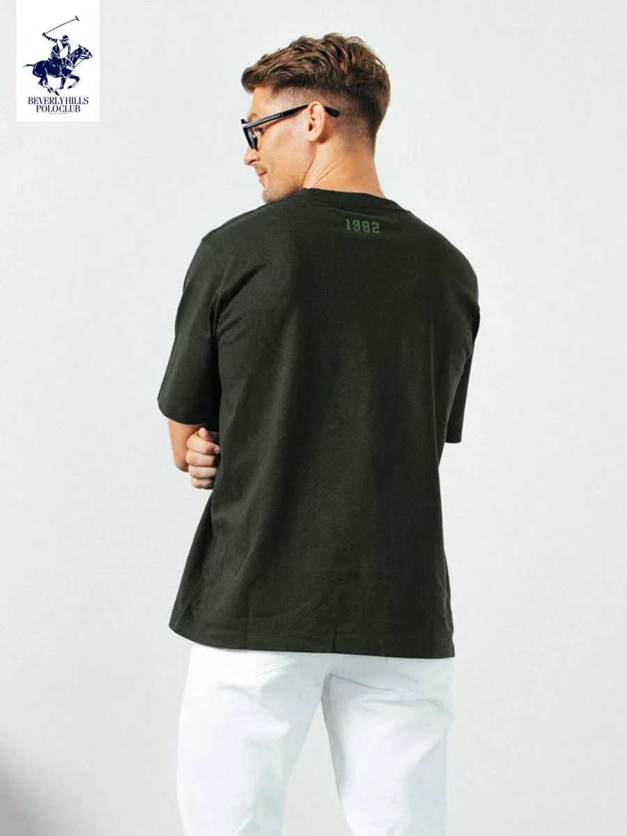 BEVERLY HILLS POLO CLUB Army Green Men T-Shirt Oversized Model BNSO018