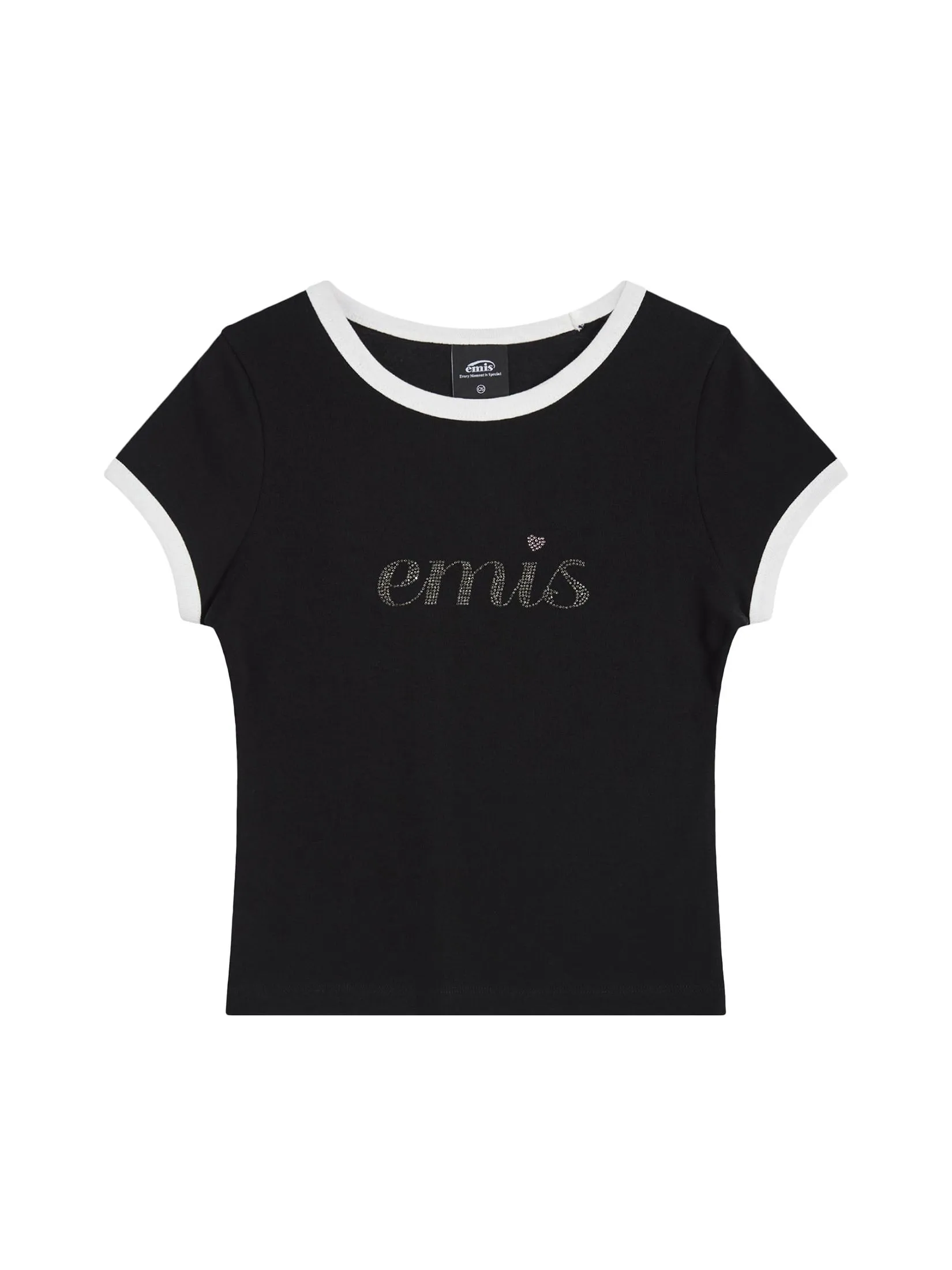 EMIS Women T-Shirt Lettering Rhinestone