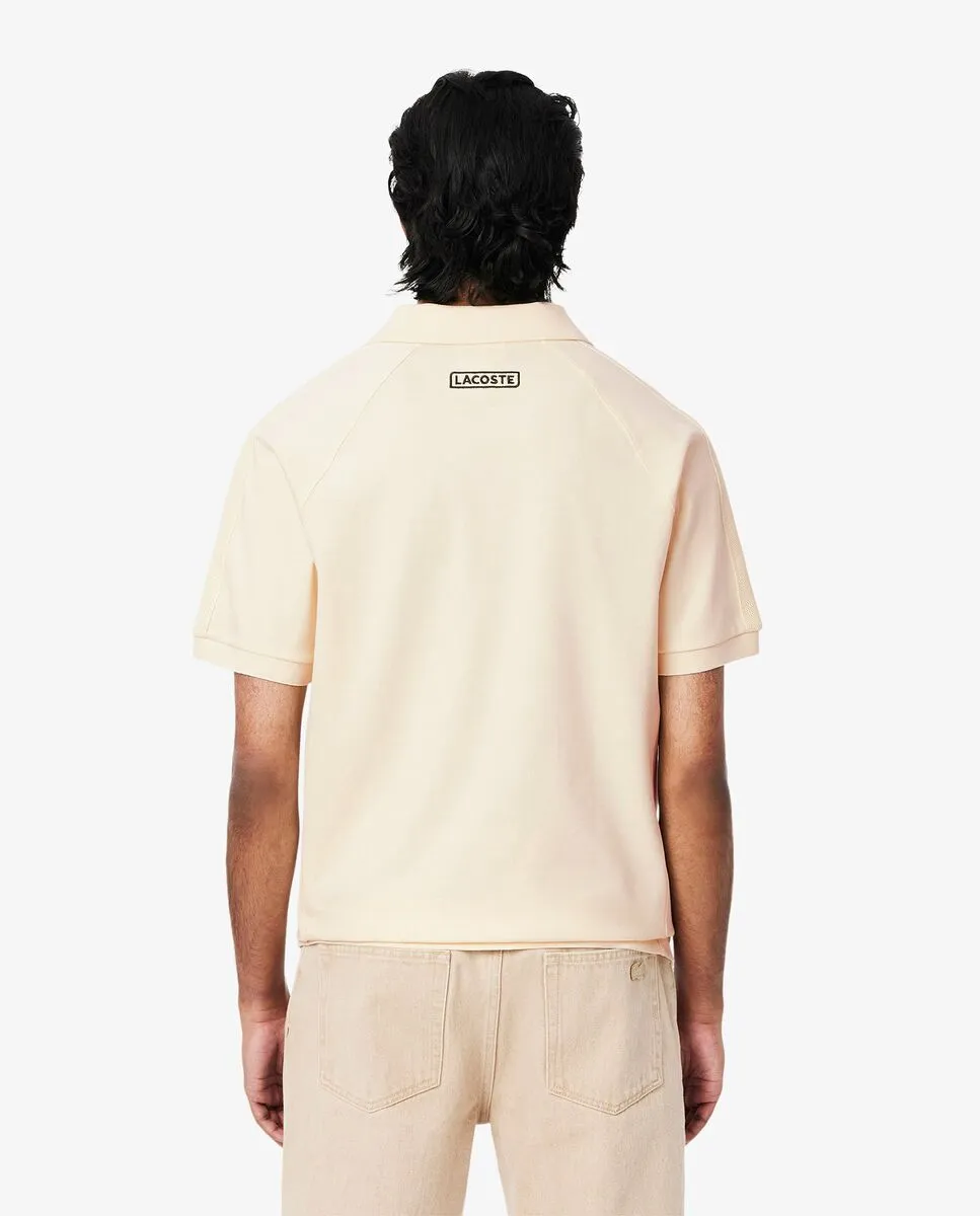 LACOSTE Classic Fit Piqu  Panel Polo Shirt White