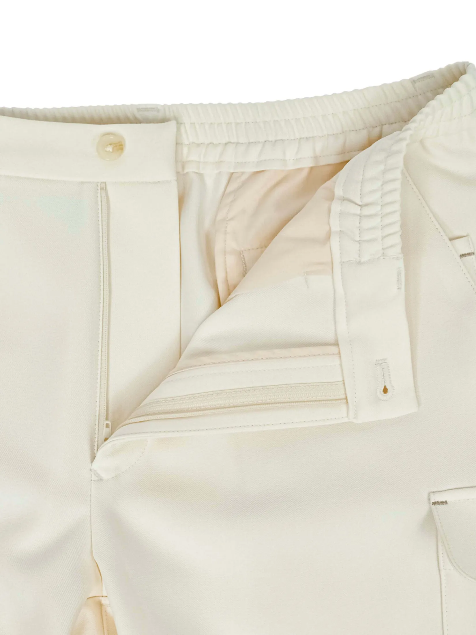 TAKEO KIKUCHI MEN WHITE LIGHT FAUX DENIM CARGO SHORTS PANTS