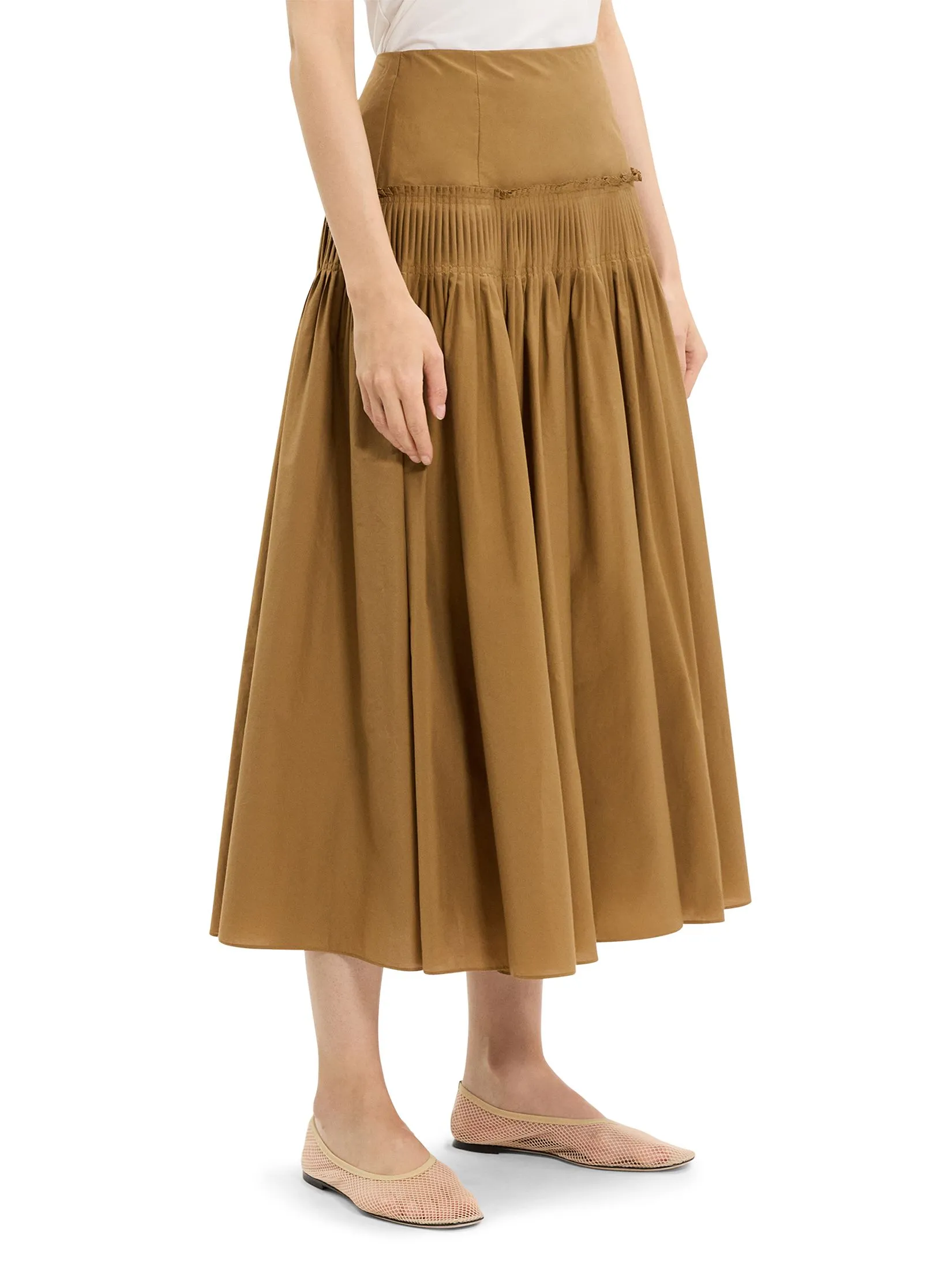 THEORY Women Maxi Skirt in Cotton-Blend Accordion