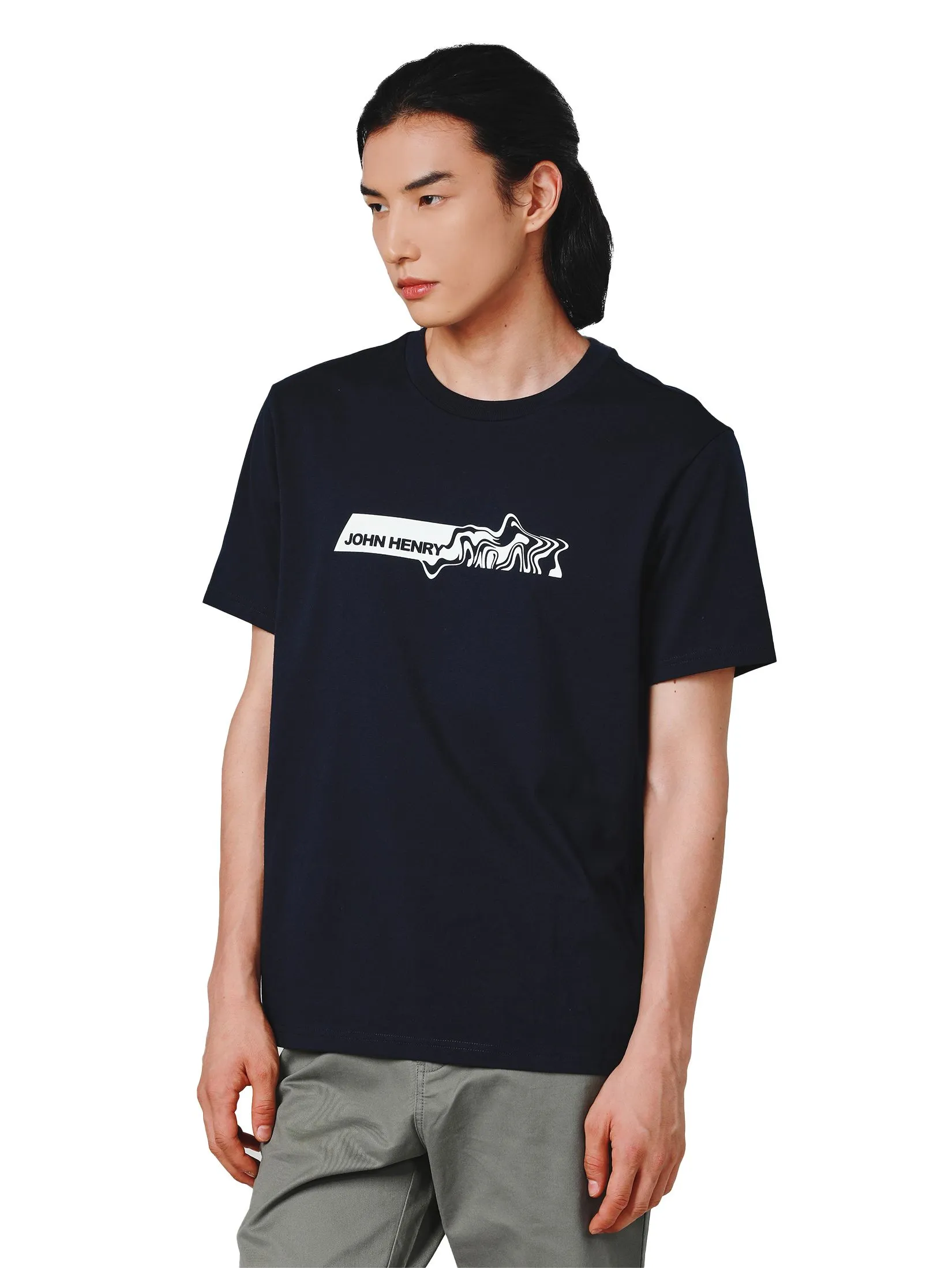 JOHN HENRY Men's T-Shirts (Slim Fit) ICONIC AF Navy