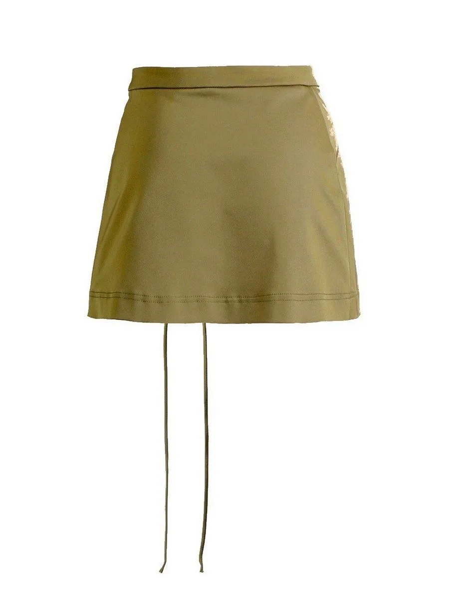 SENADA WOMEN OLIVE CRISS CROSS MINI SKIRT