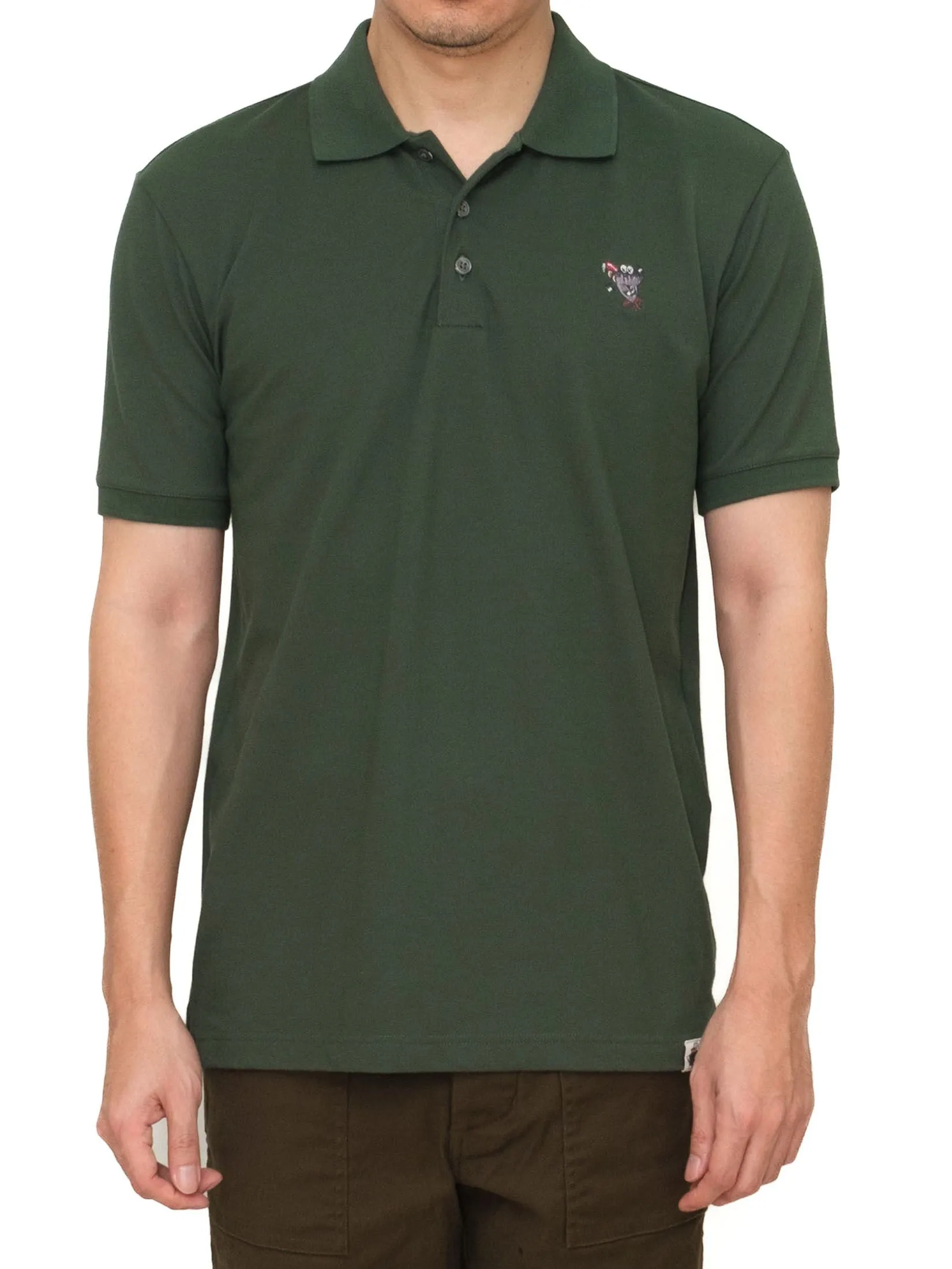 ERA-WON Men's Polo Slim Fit Art toy Collection Green