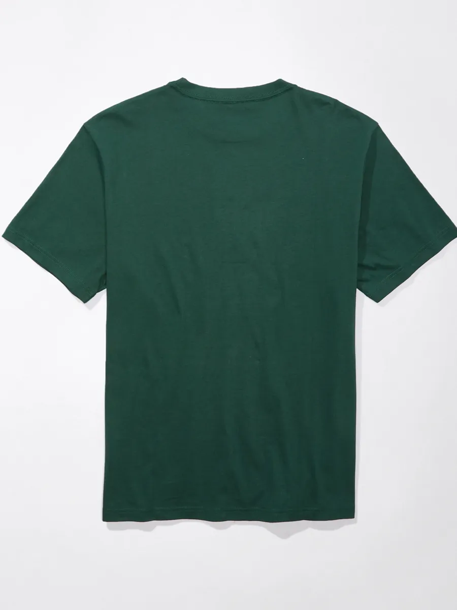 AMERICAN EAGLE MEN G SS CORE BRAND SET IN TEE- PC DYE + SERIOUSLY SOFT WASH 299 GATSBY GREEN