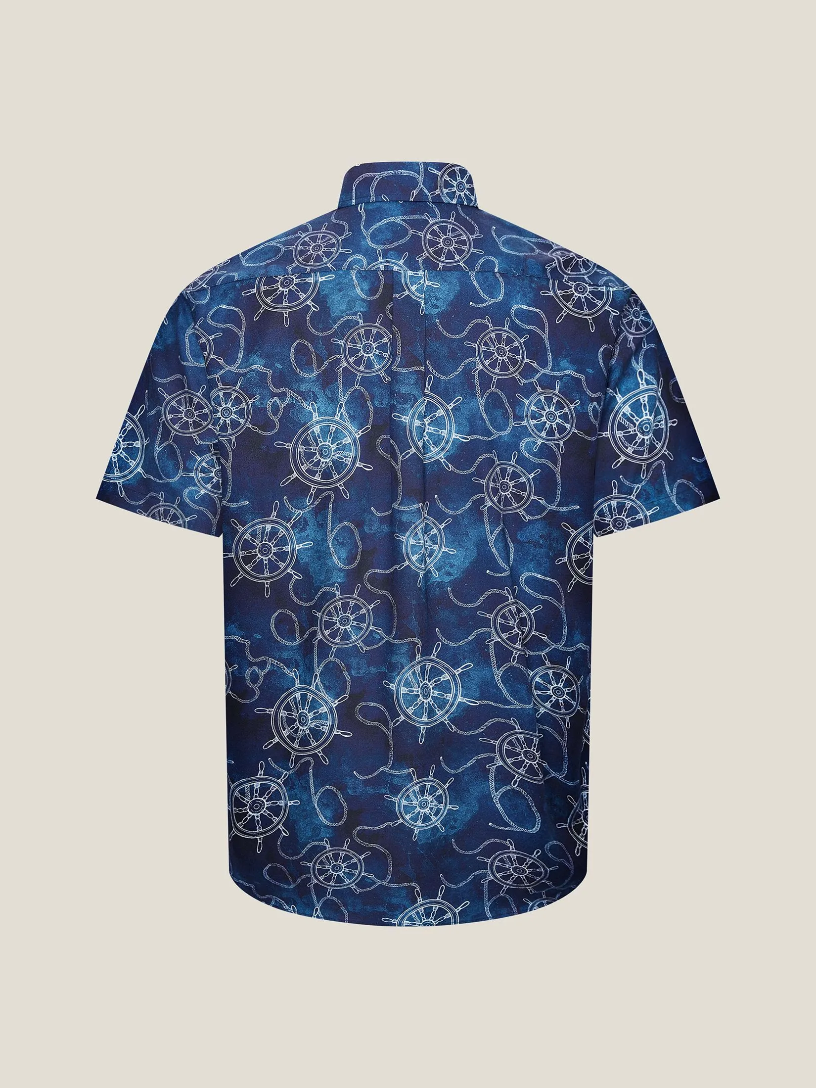 G2000 Men Clothing Cotton Digital Print Oxford Short Sleeve Casual Shirt  Comfort Fit - Navy