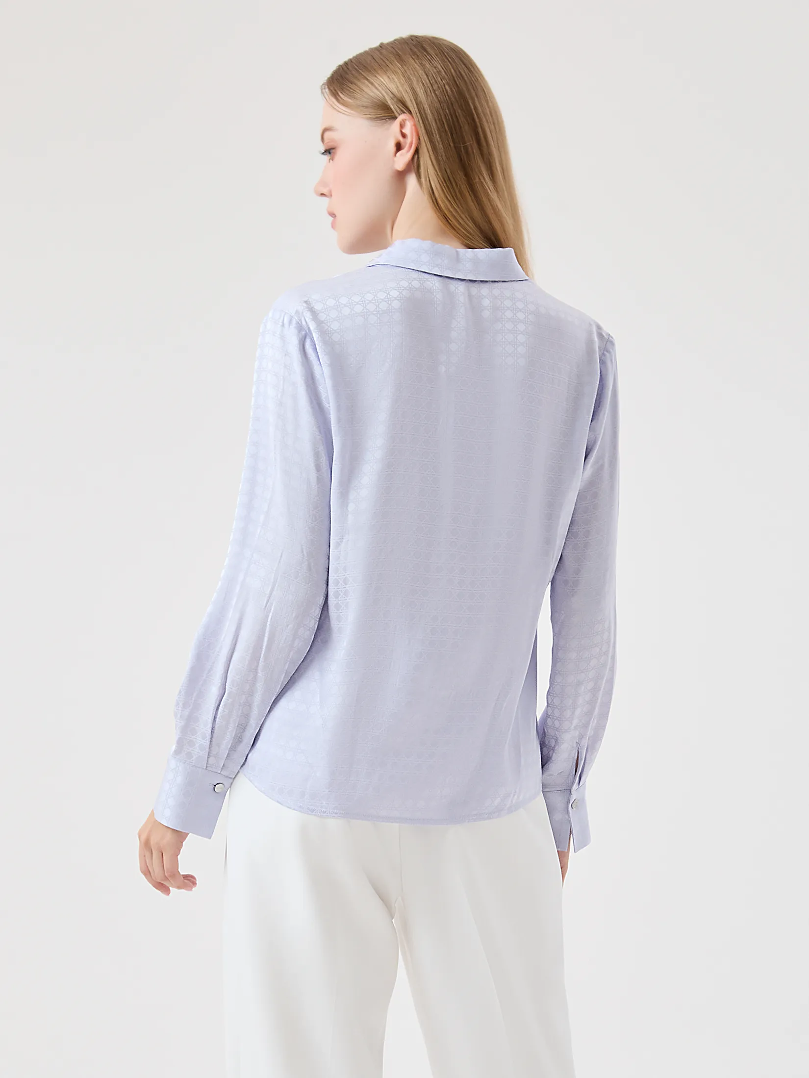 ESPADA Geometric Jacquard Satin Shirt Woman Purple