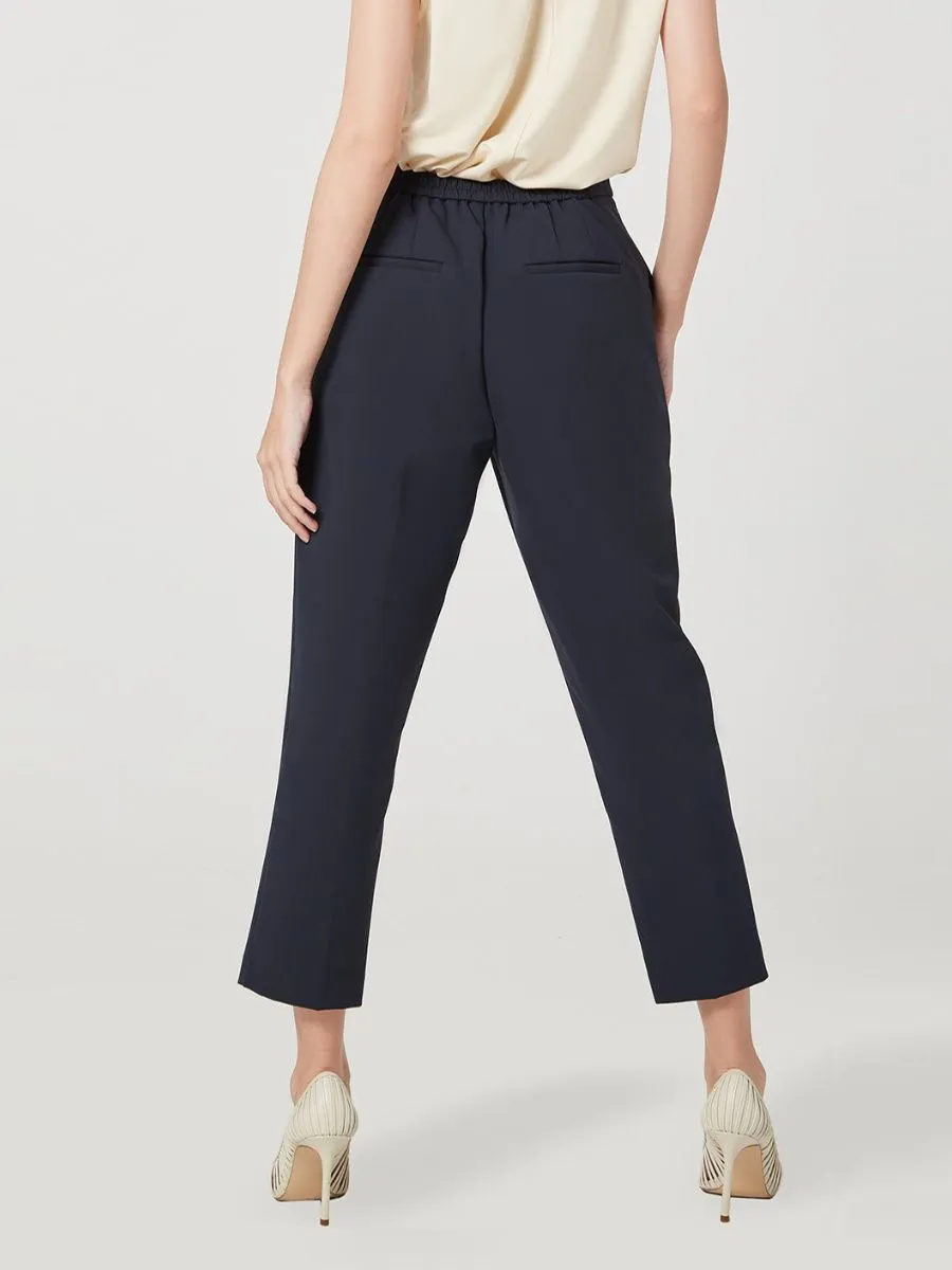 ESPADA Elastic Waist Trousers Female Navy Blue