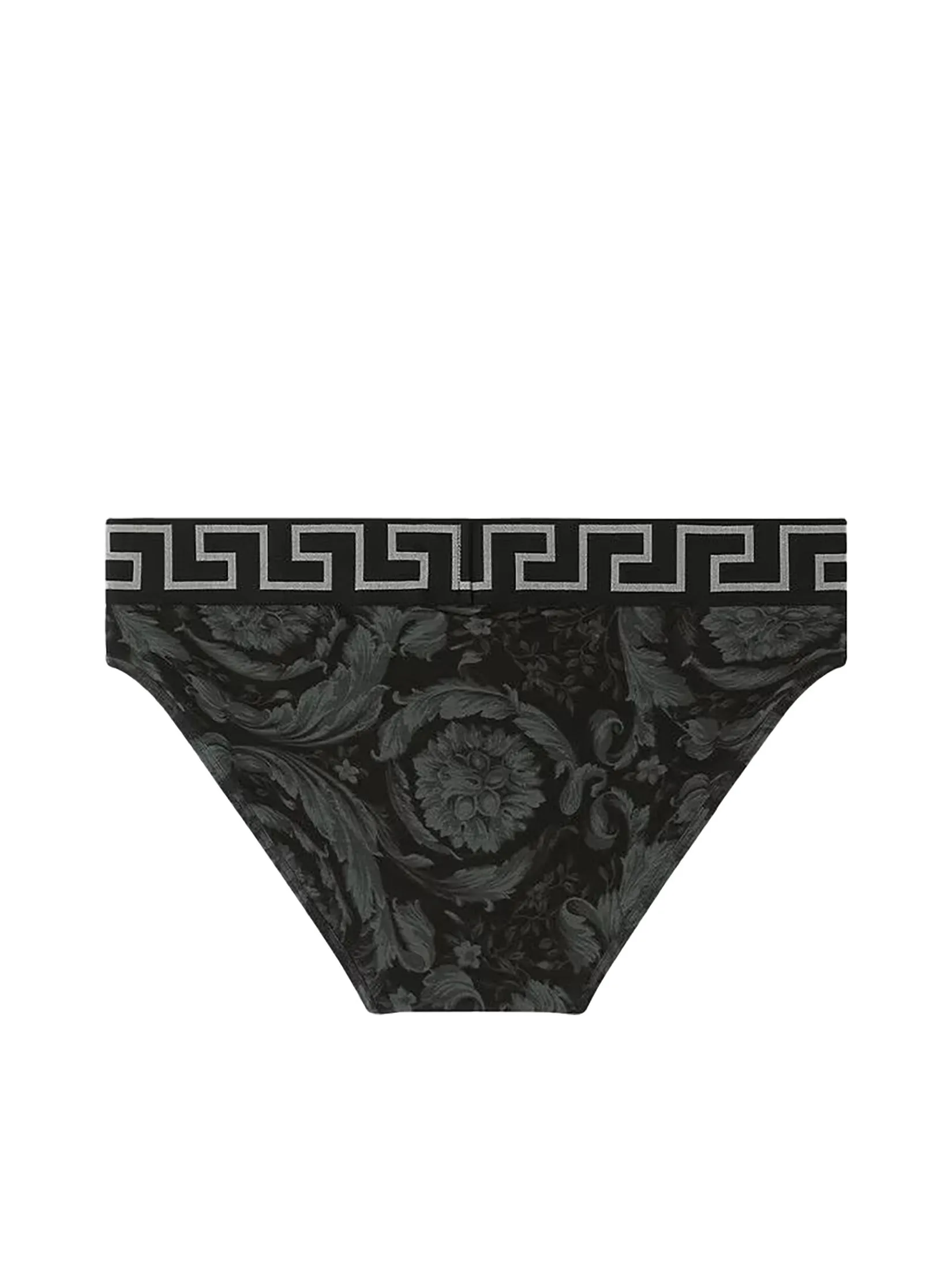 VERSACE UNDERWEAR Men Underwear Slip Stretch Organic Jersey Barocco SS92 All Over - New Logo Black + Grey