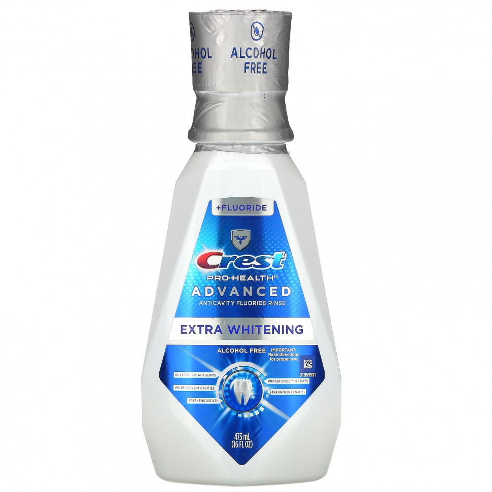Crest, Pro Health Advanced, экстра отбеливающая жидкость для полоскания рта с фтором, без спирта, 473 мл (16 жидк. Унций)