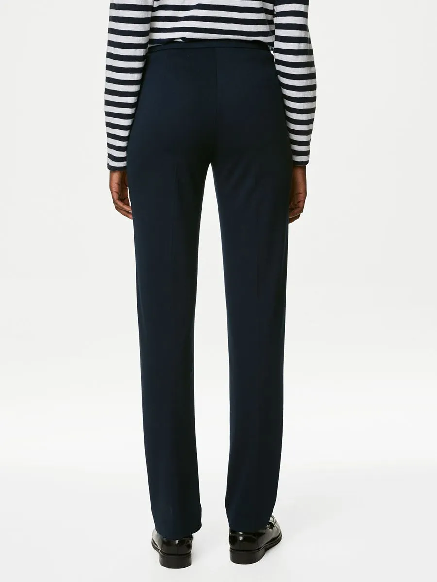 MARKS & SPENCER Women Straight Leg Trousers With Stretch Jersey
